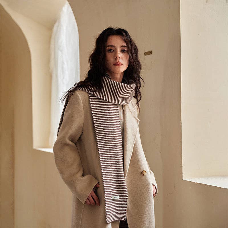 100% Wool Striped Knit Scarf - Image 4