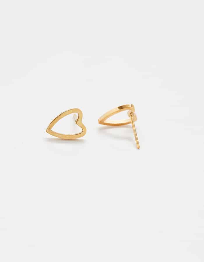 Admiral Row - Gold Heart Outline Stud Earrings - Image 3