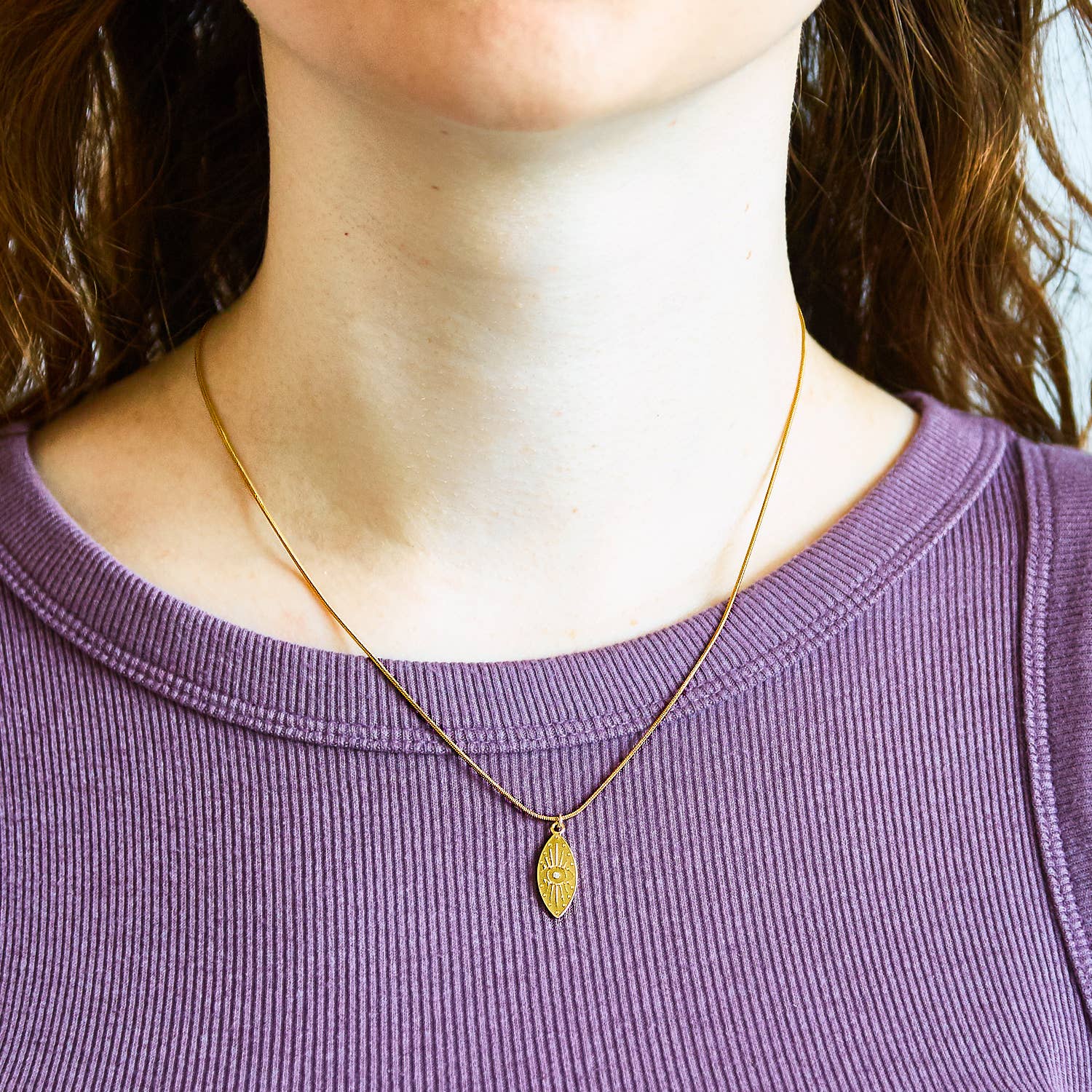 Admiral Row - Gold Oval Evil Eye Necklace - Image 3
