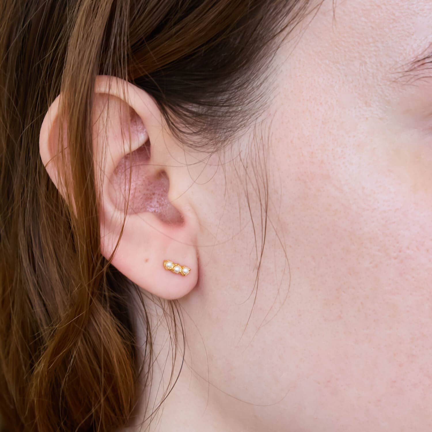 Admiral Row - Gold Pearl Bar Earrings - Image 2