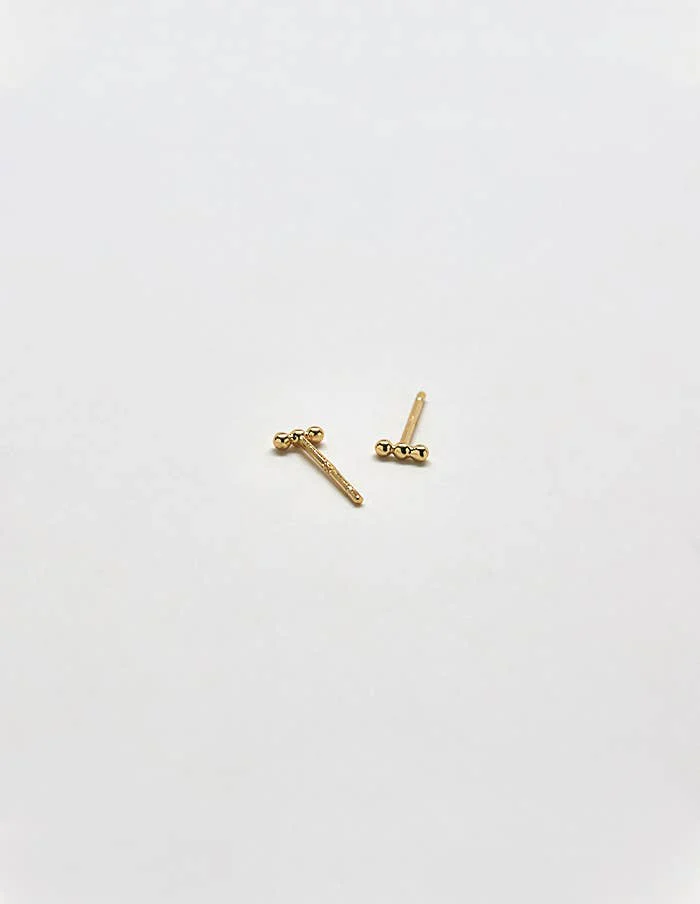 Admiral Row - Gold Vermeil Mini Bead Bar Earring - Image 2