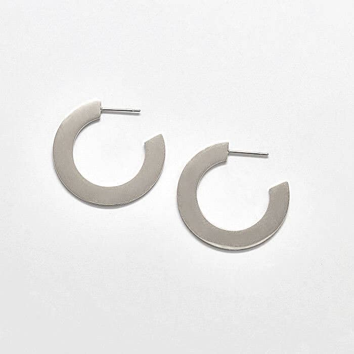 Admiral Row - Small Silver Flat Hoop Earrings