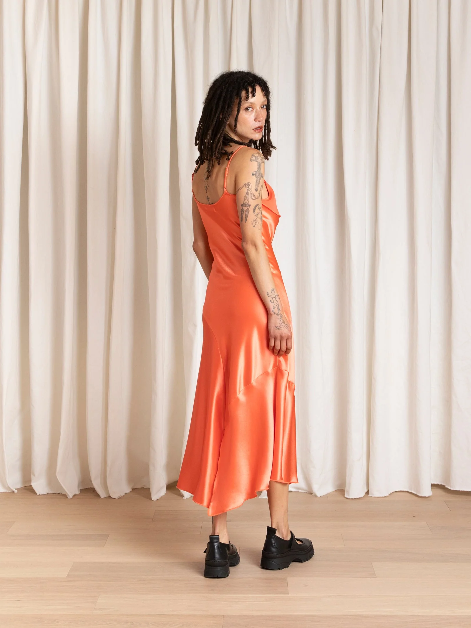 Ali Golden - Asymmetric Tank Dress Neon Orange - Image 3