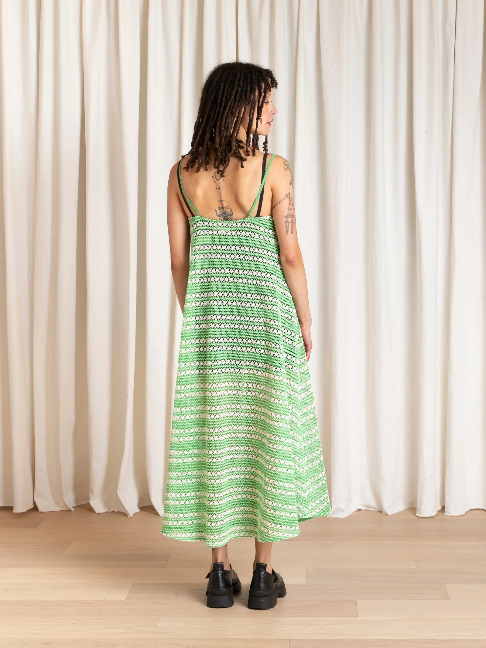 Ali Golden - Lime/Ivory Crochet Full Hem Dress - Image 8