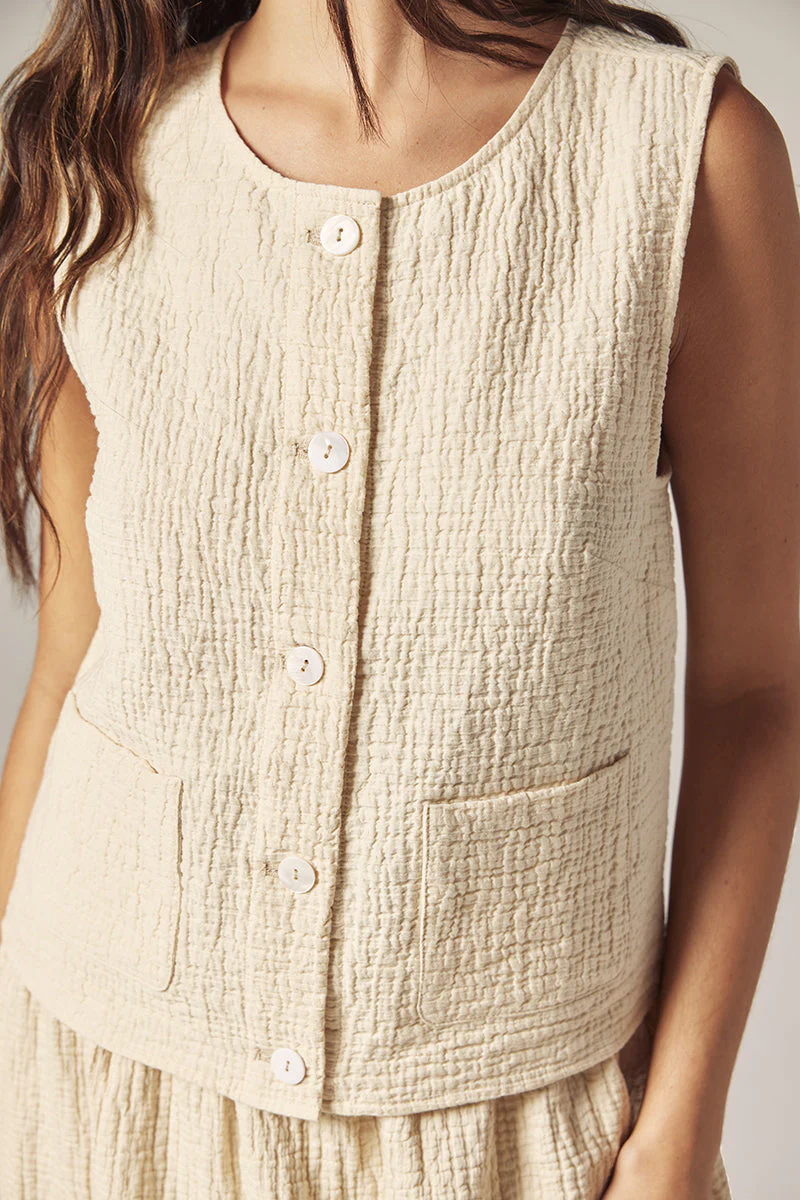 Amente Button Down Jacquard Top - Image 2