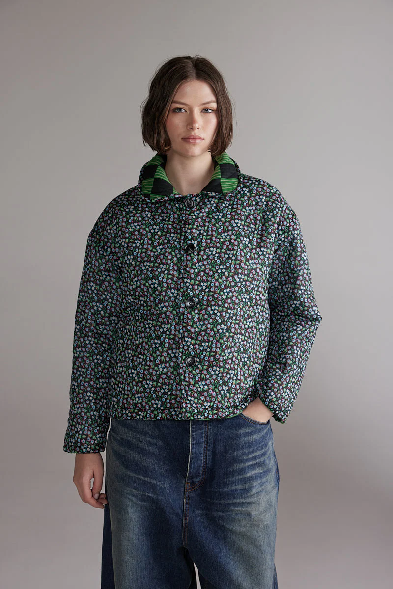 Amente Round Collar Reversible Quilt Jacket - Image 4