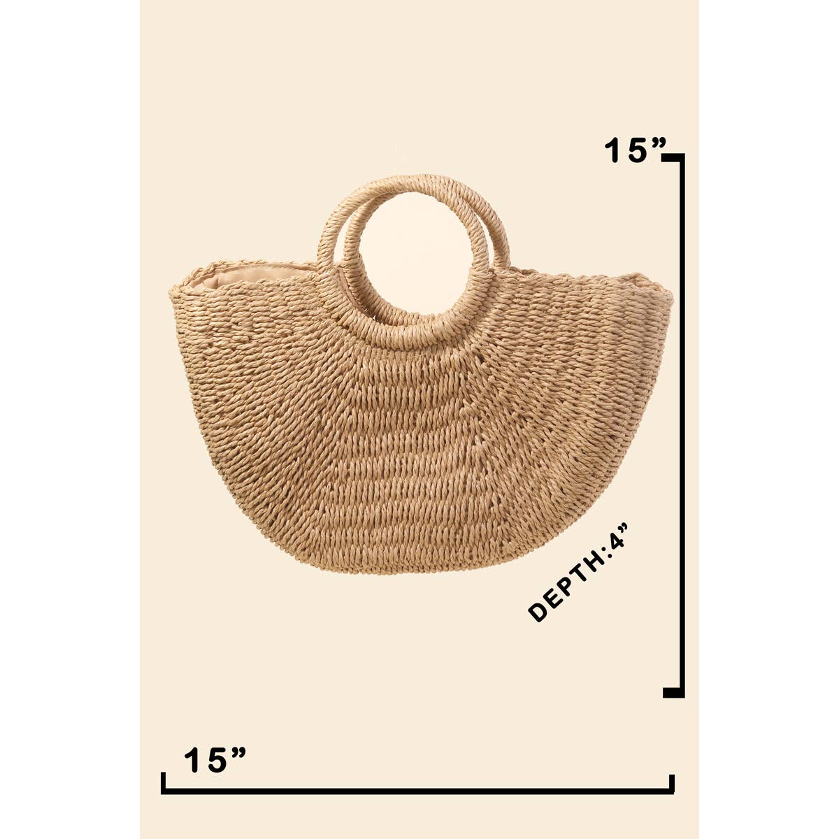 Half Moon Straw Tote Bag Ivory - Image 4