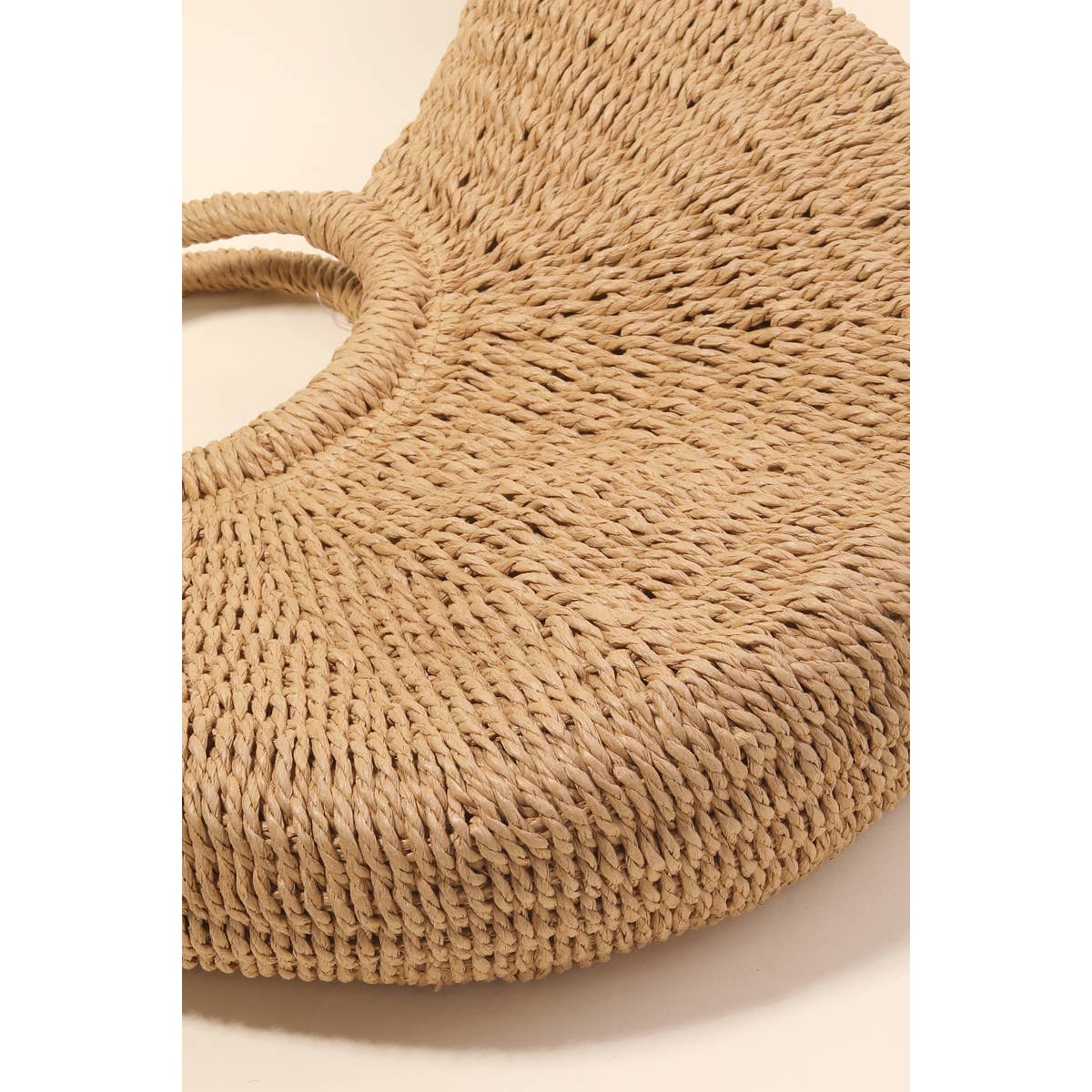 Half Moon Straw Tote Bag Ivory - Image 6