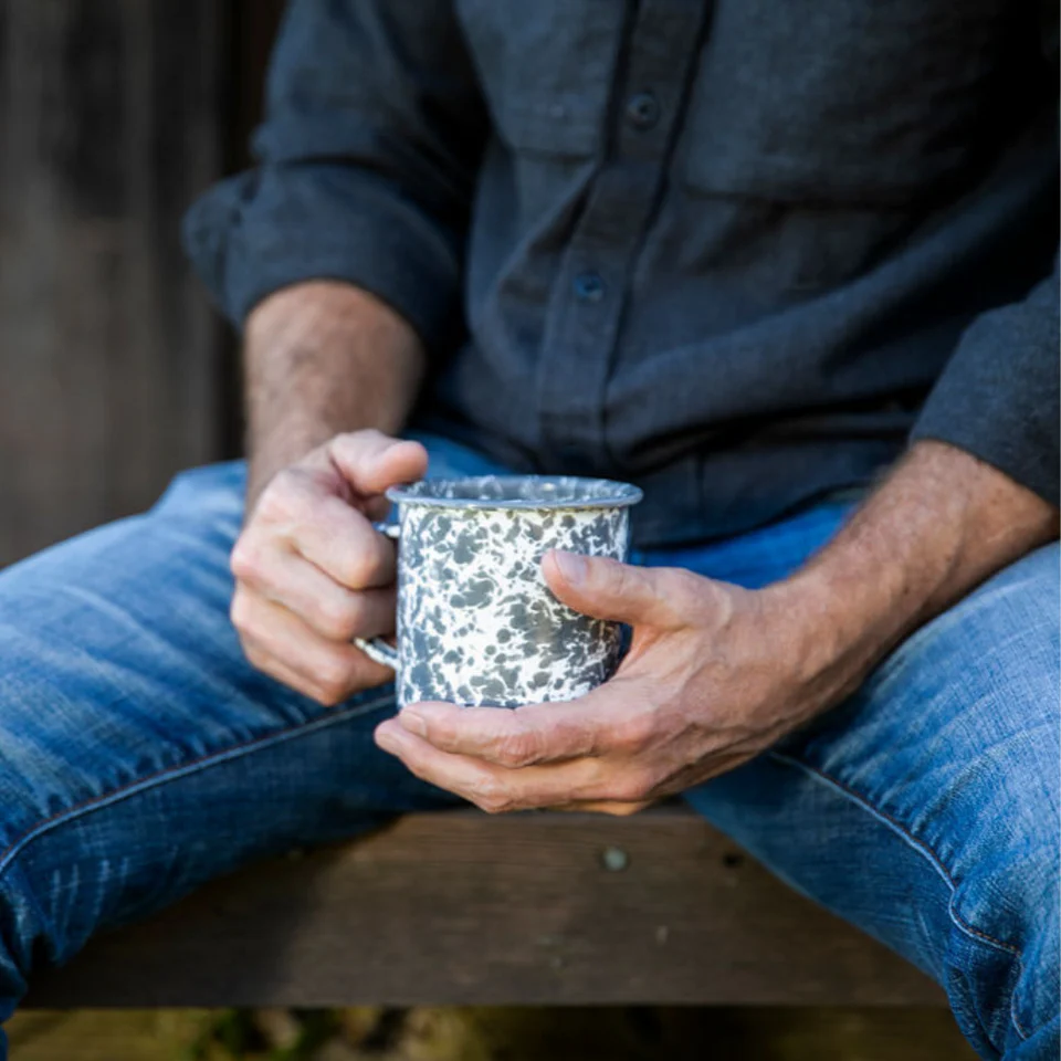 Blue Splatter Enamelware 12 oz Mug - Image 5