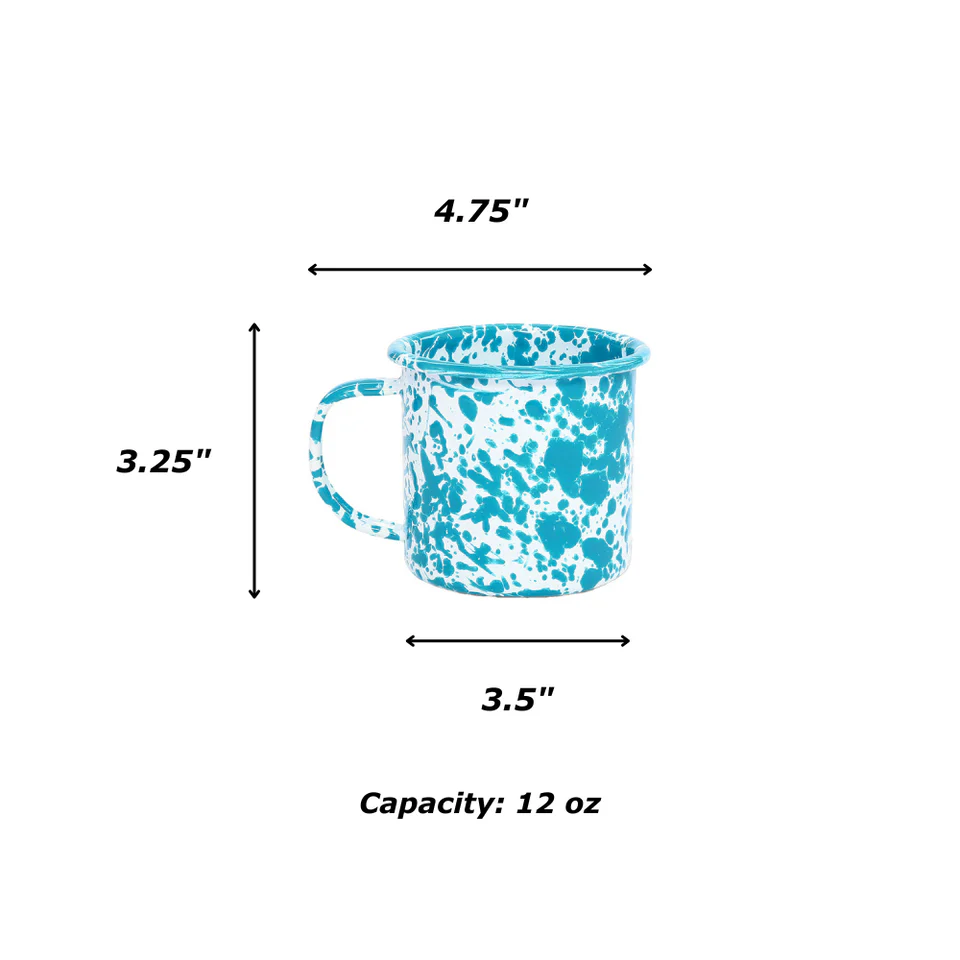 Blue Splatter Enamelware 12 oz Mug - Image 6