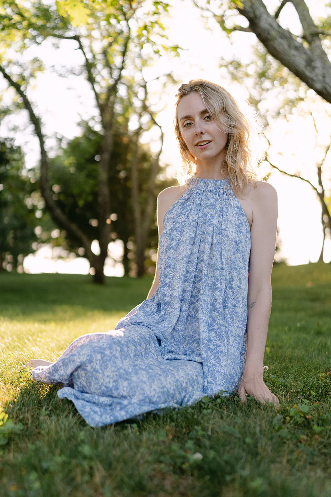 Chloe Blue Print Maxi Dress - Image 4