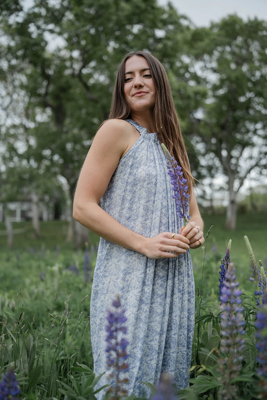 Chloe Blue Print Maxi Dress - Image 5