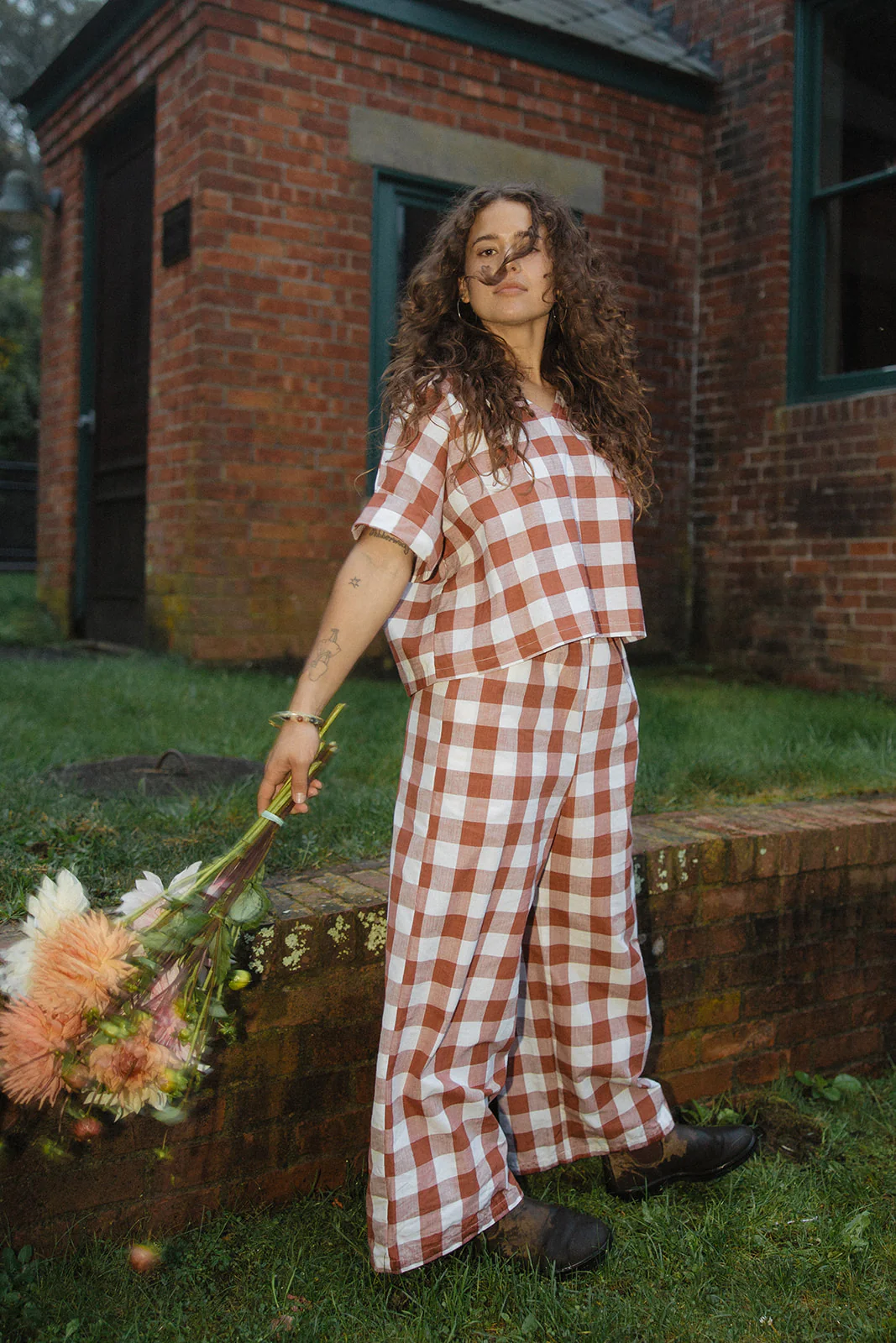 Cotton Checkered Bailey Boxy Top - Image 3