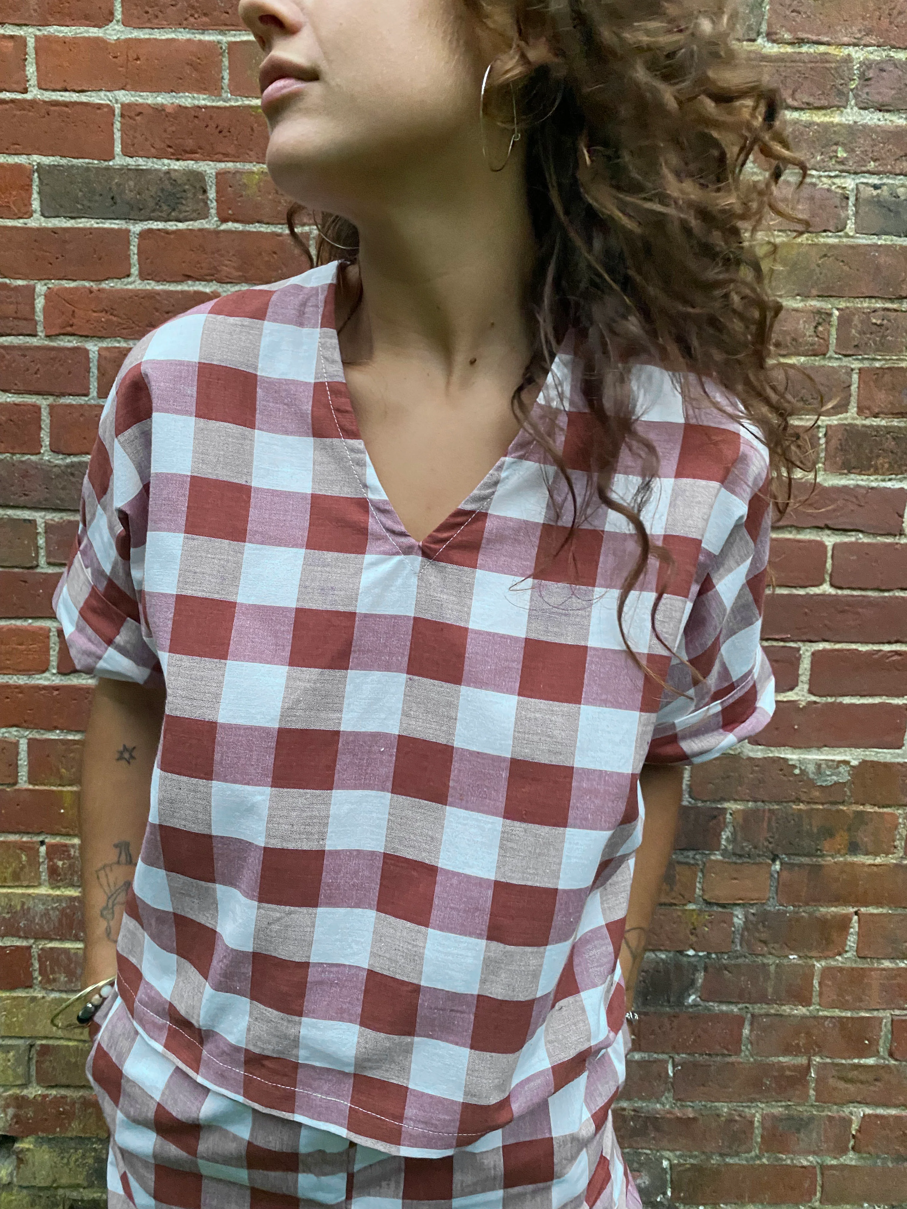 Cotton Checkered Bailey Boxy Top - Image 4