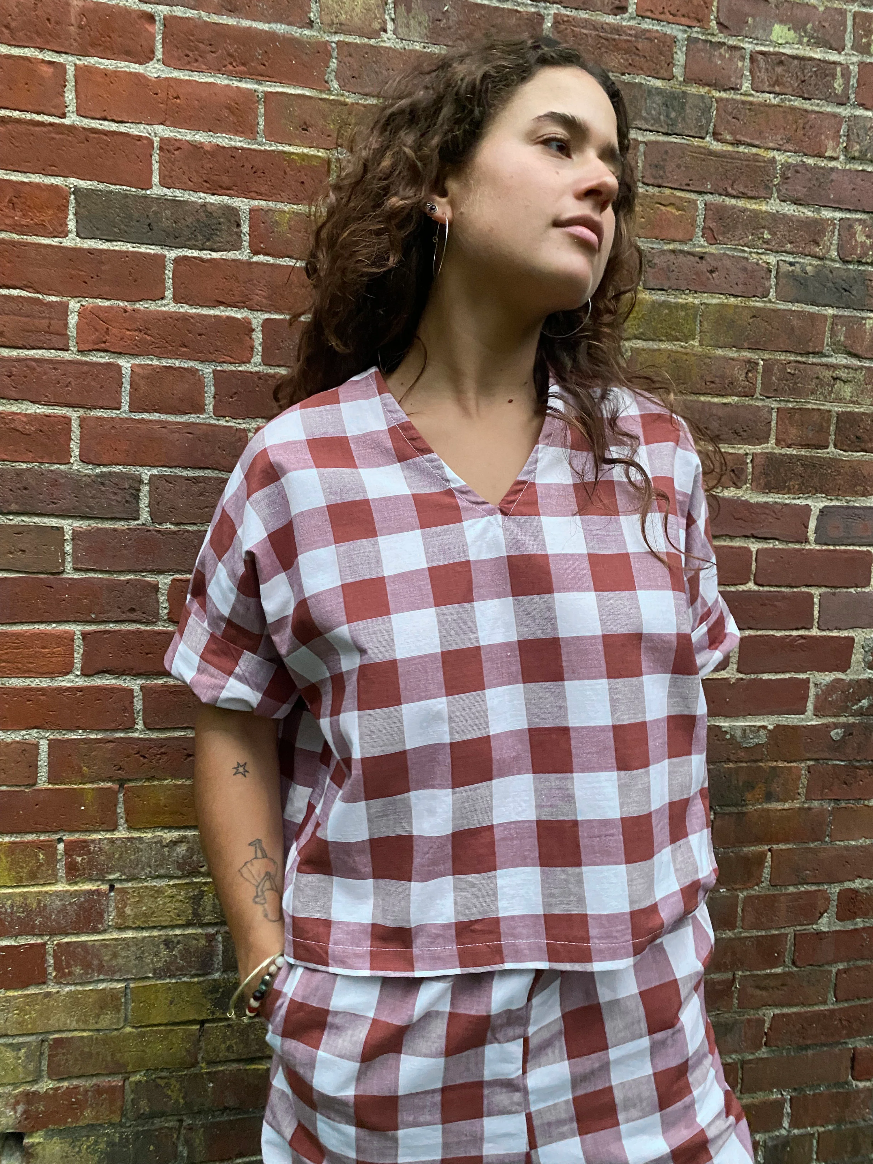Cotton Checkered Bailey Boxy Top - Image 5