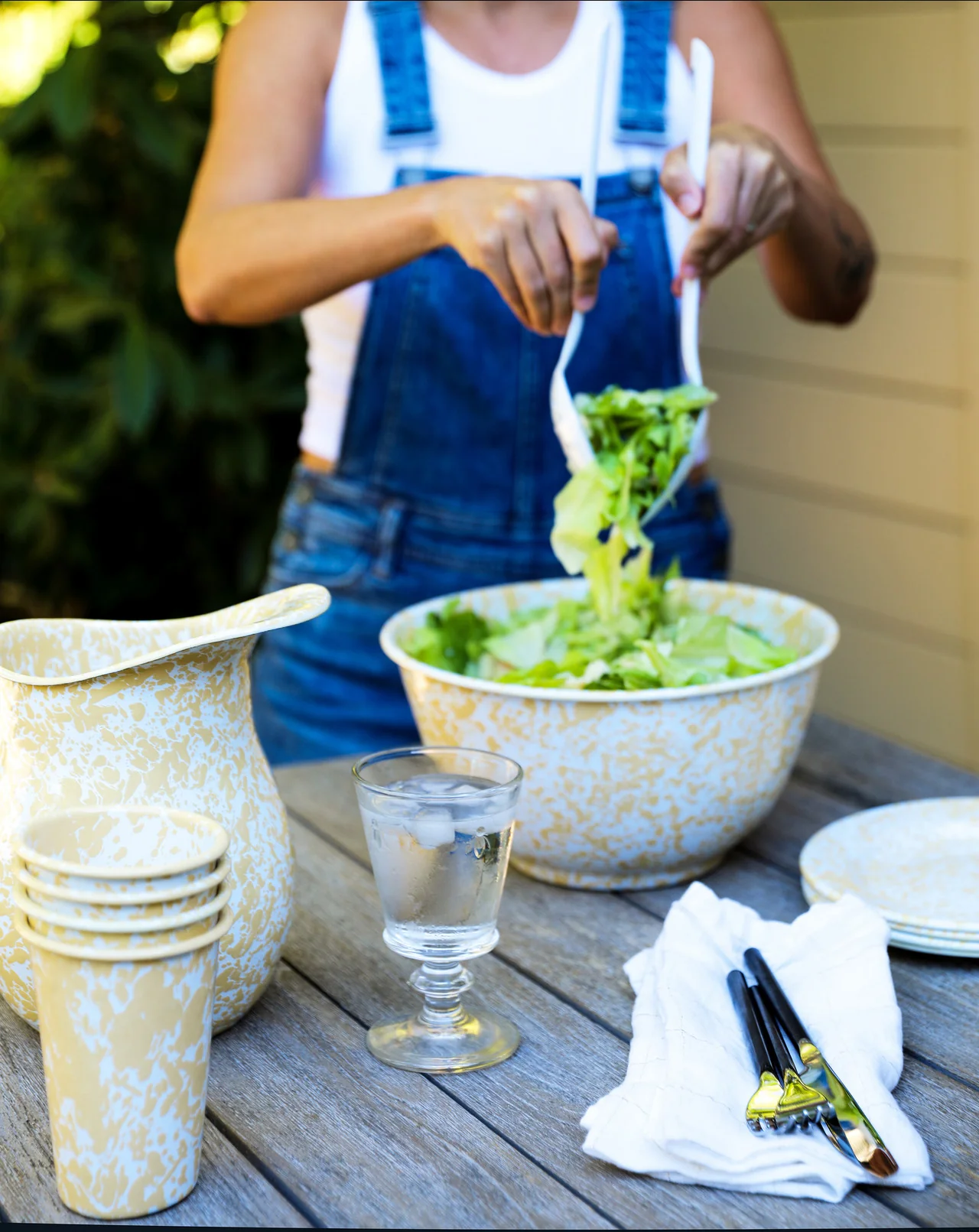 Blue Splatter Splatter Enamelware Large Salad Bowl - Image 5