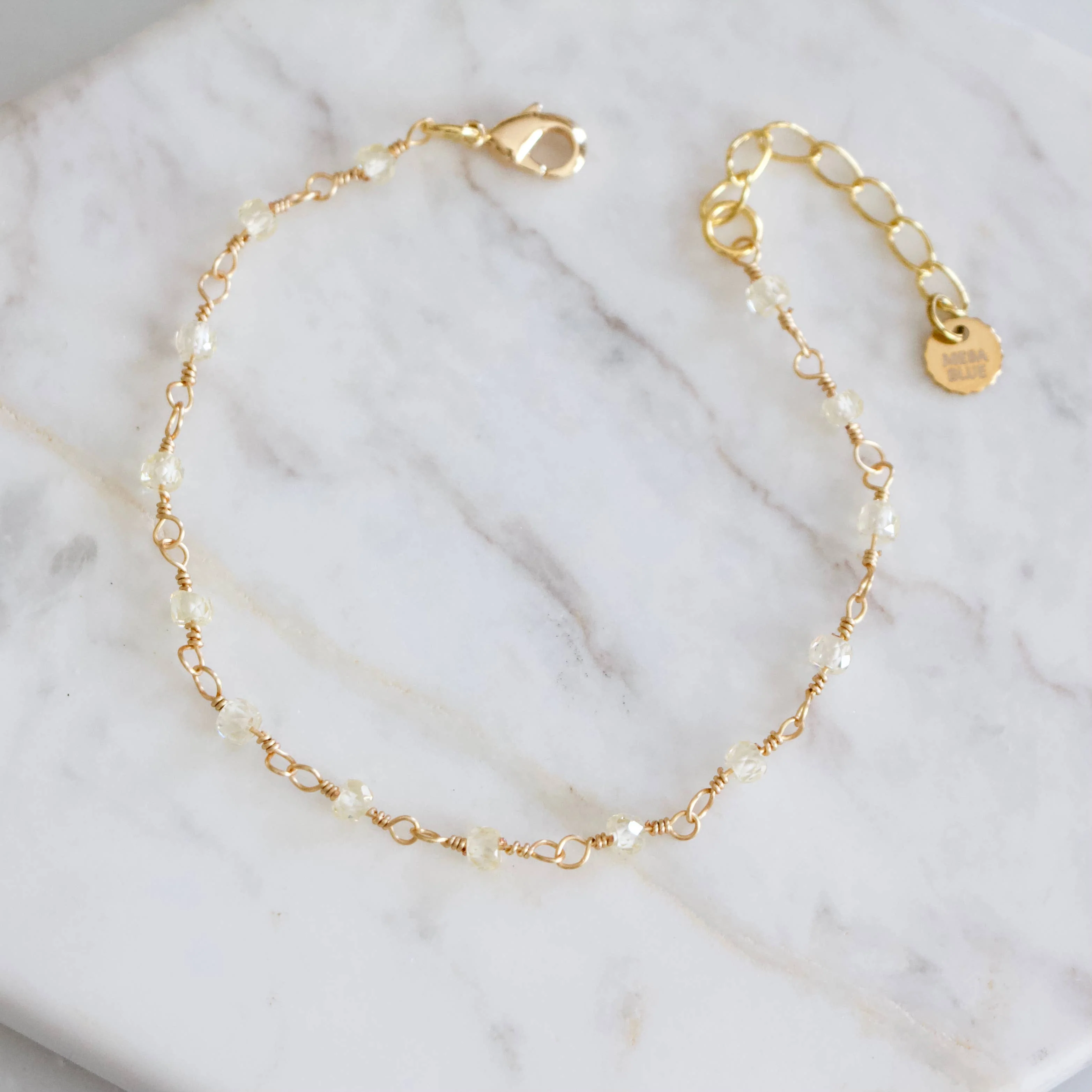CZ Champagne Beaded Bracelet