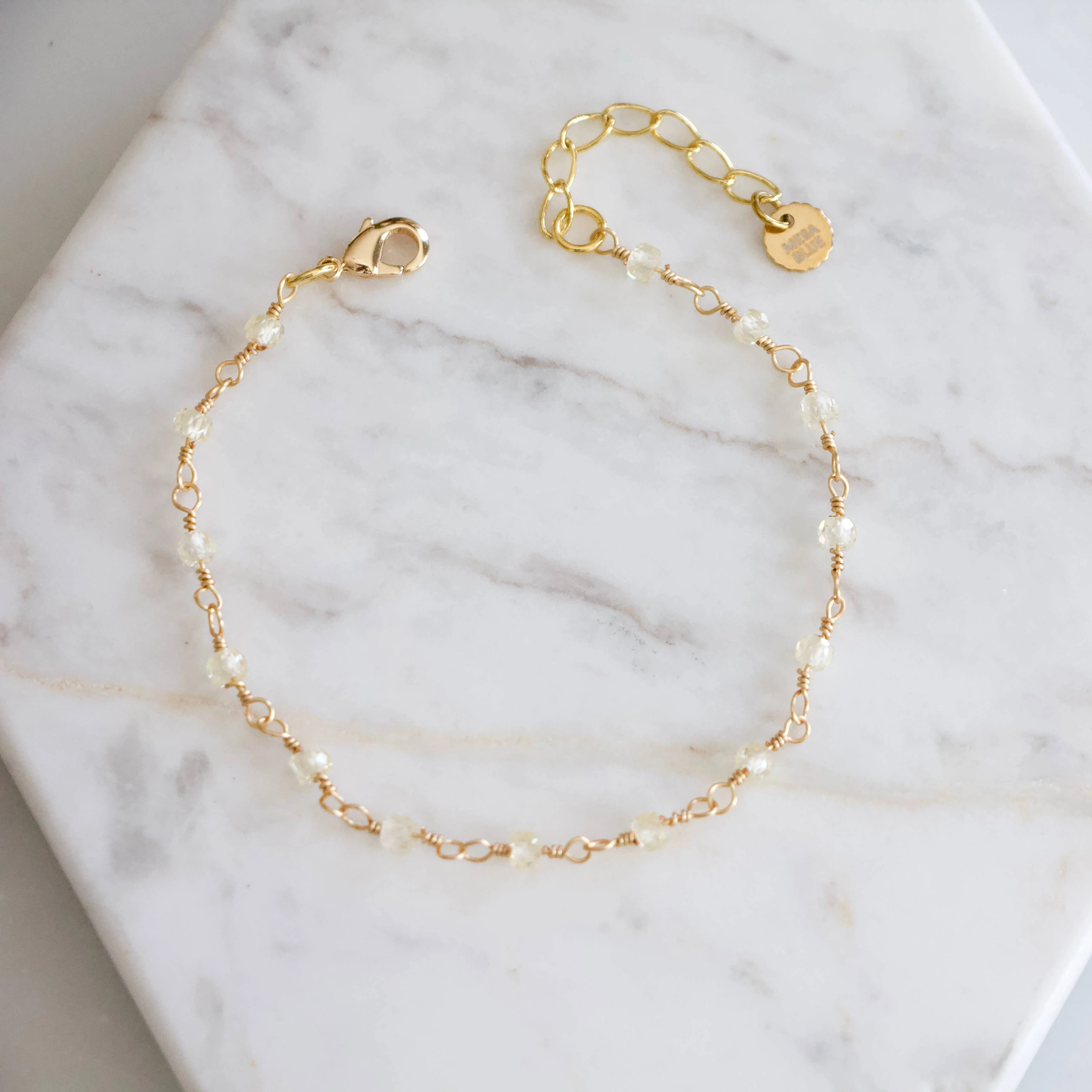 CZ Champagne Beaded Bracelet - Image 2