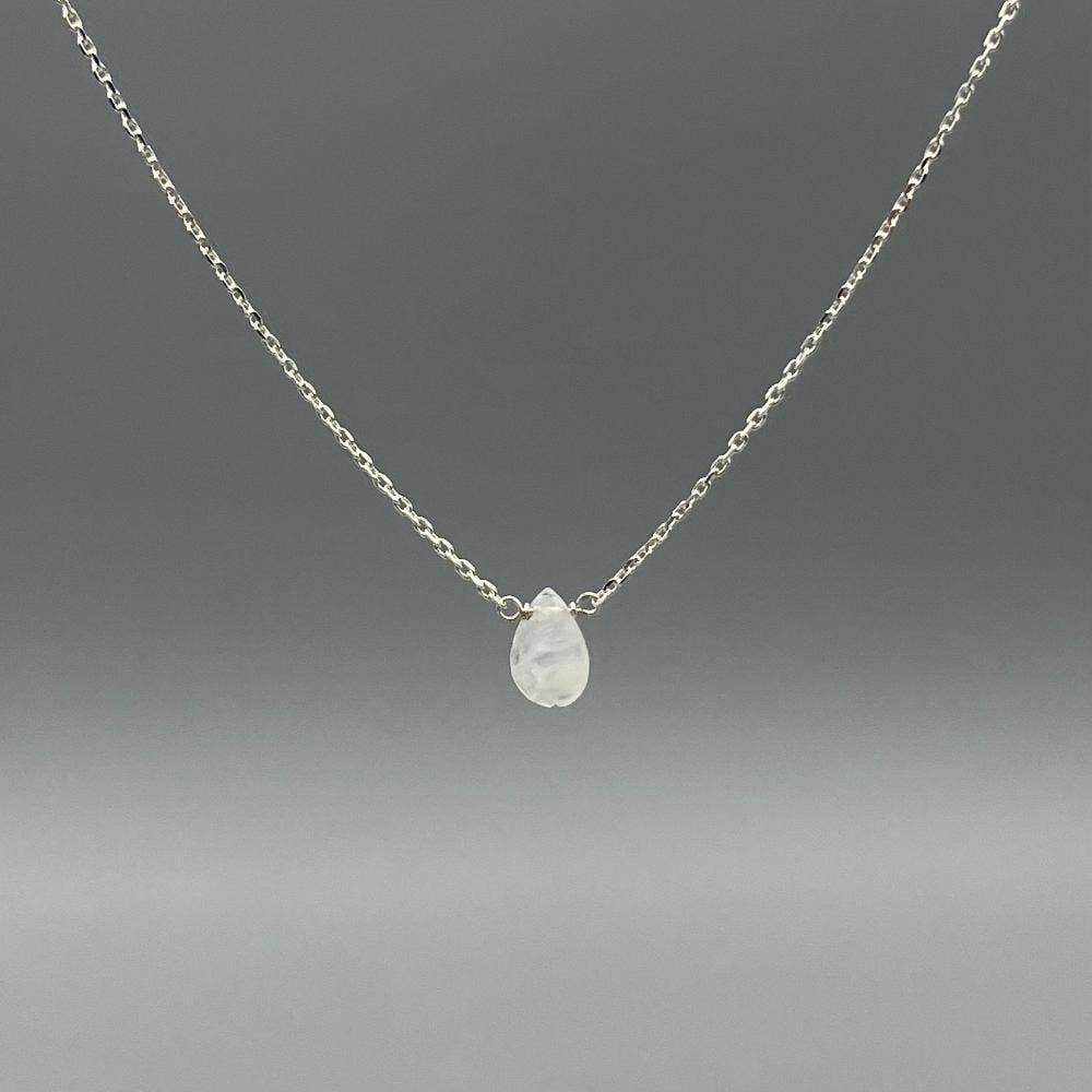 Dainty Moonstone Gemstone Drop Necklace - Image 3