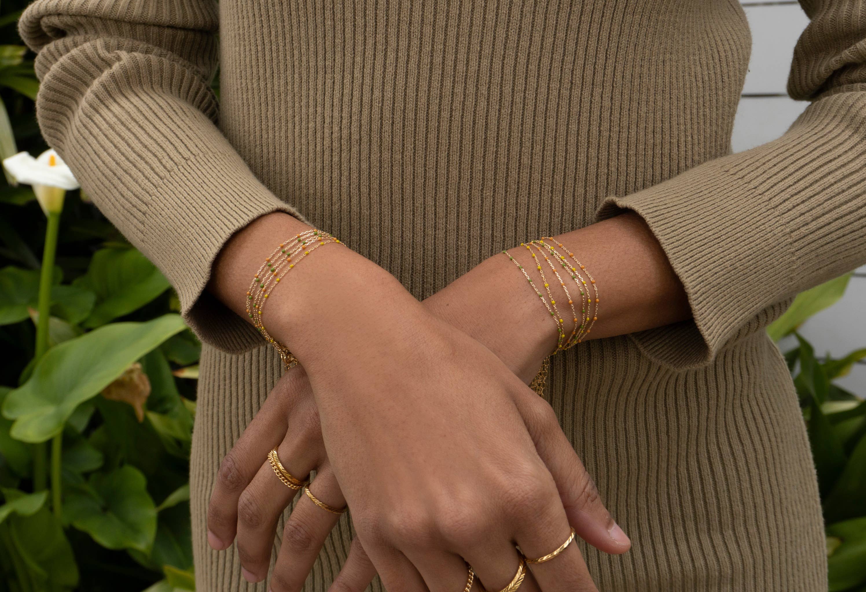Enamel & Gold Bracelet: White - Image 3