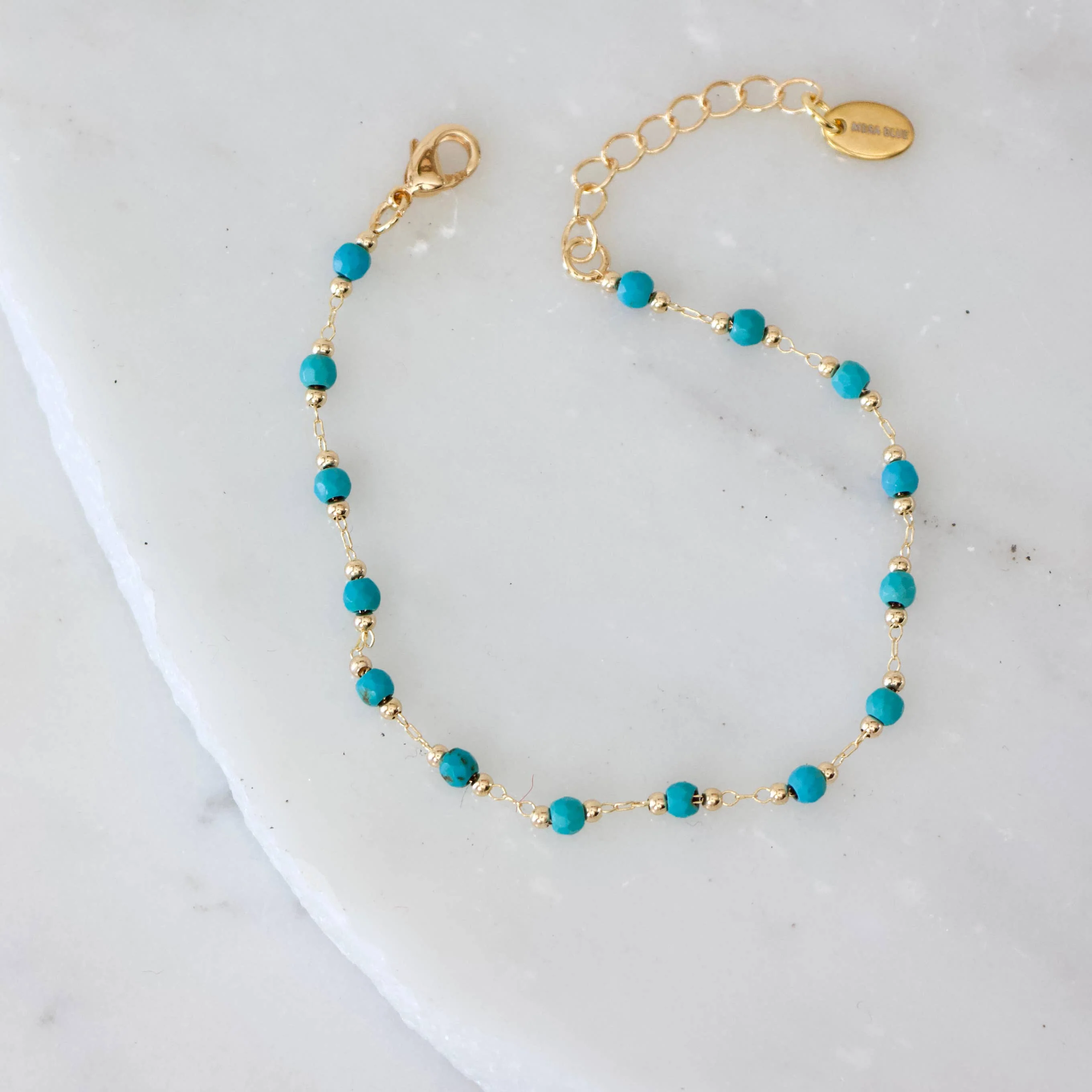 Faceted Turquoise Beaded Bracelet - Image 3