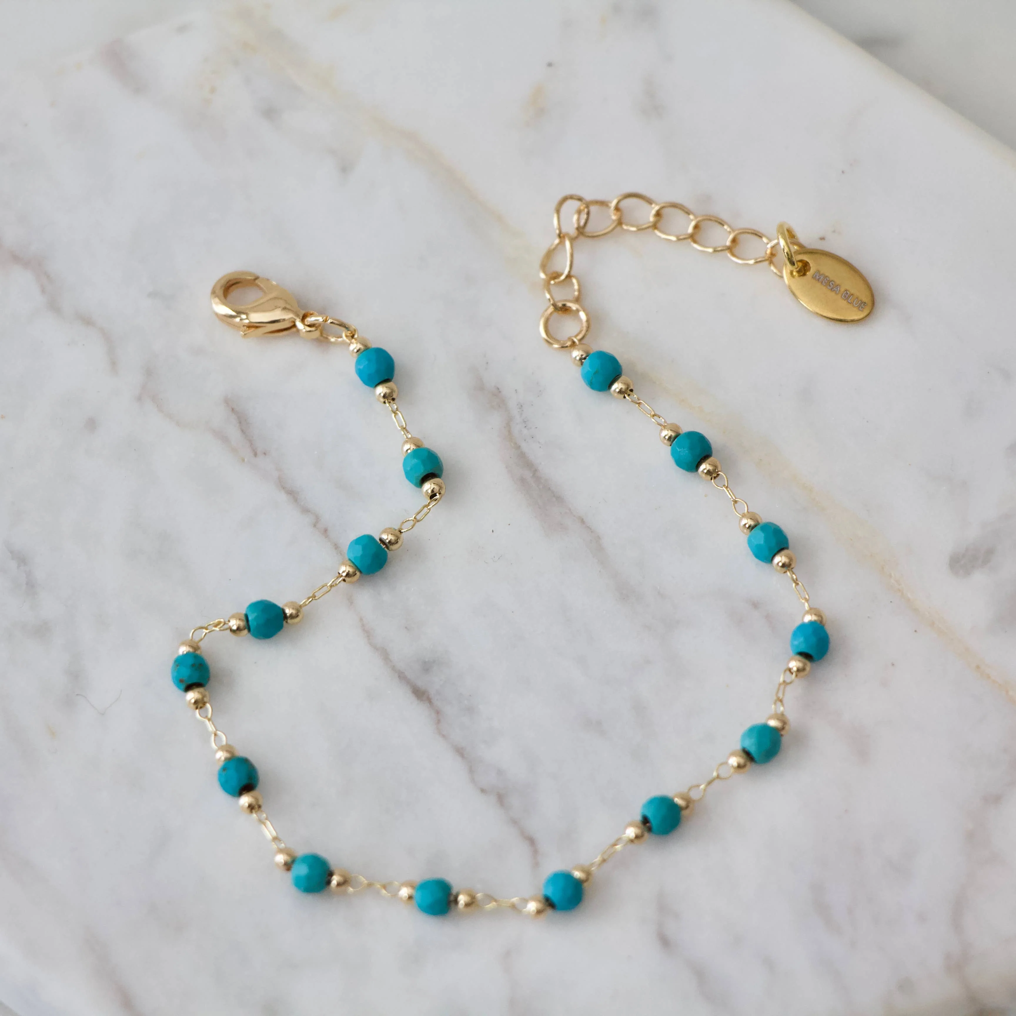 Faceted Turquoise Beaded Bracelet - Image 4