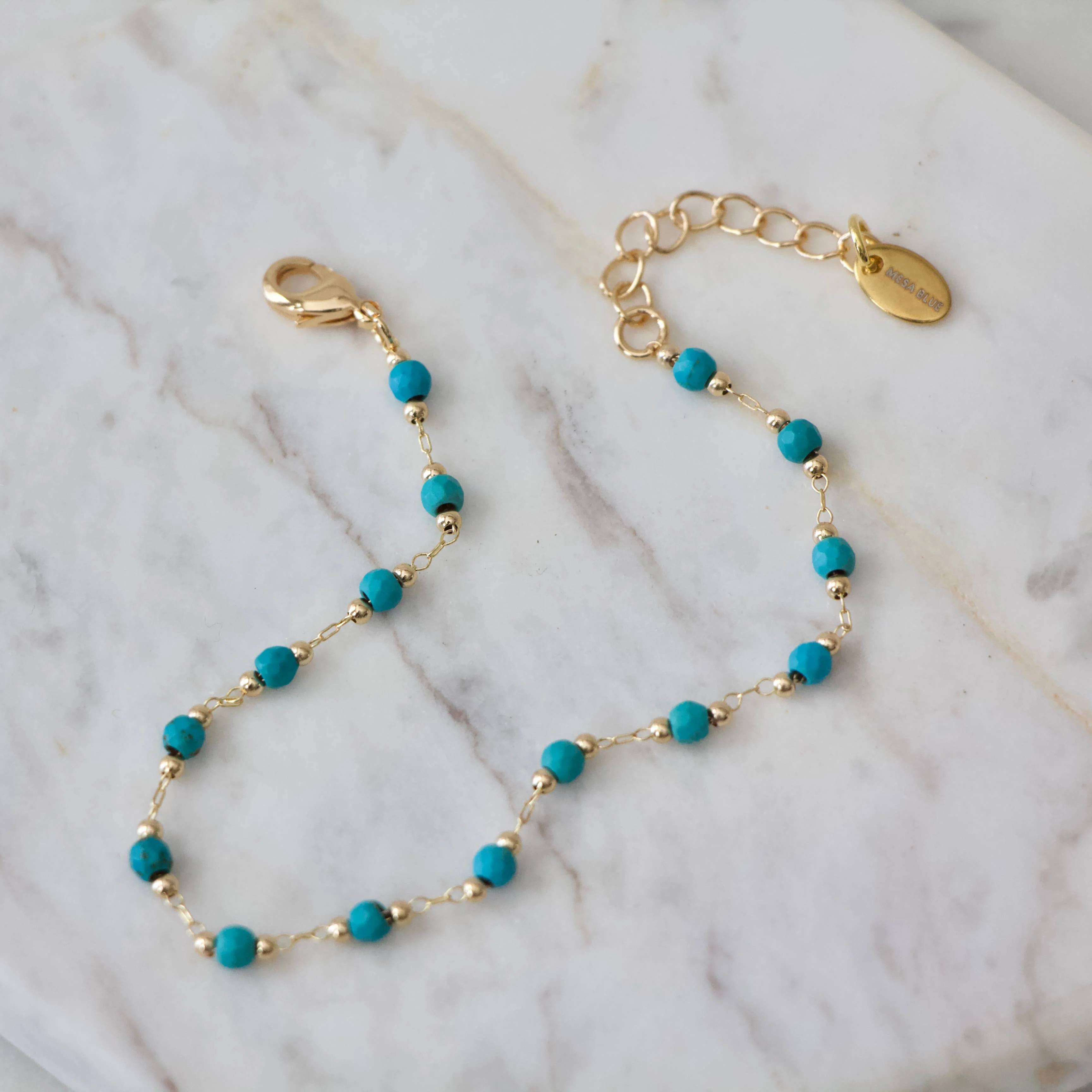 Faceted Turquoise Beaded Bracelet - Image 5