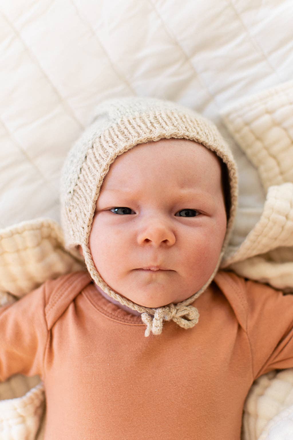 Fair + Simple - Peruvian Alpaca and Organic Cotton Baby Bonnet - Grey - Image 2