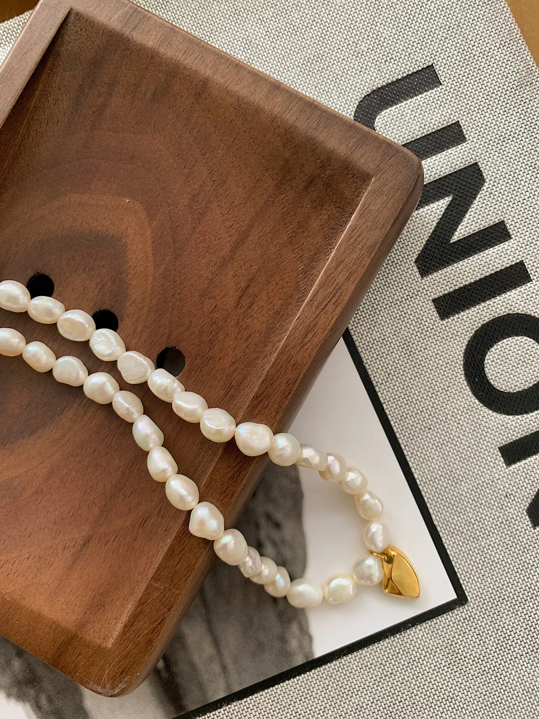 18k Gold Fresh Water Pearl Irregular Charm Necklace - Image 7