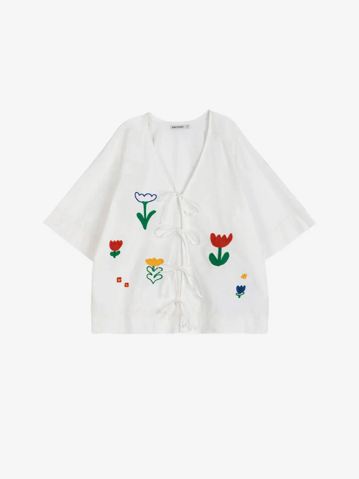 Garden Embroidery Tie Blouse - Image 3