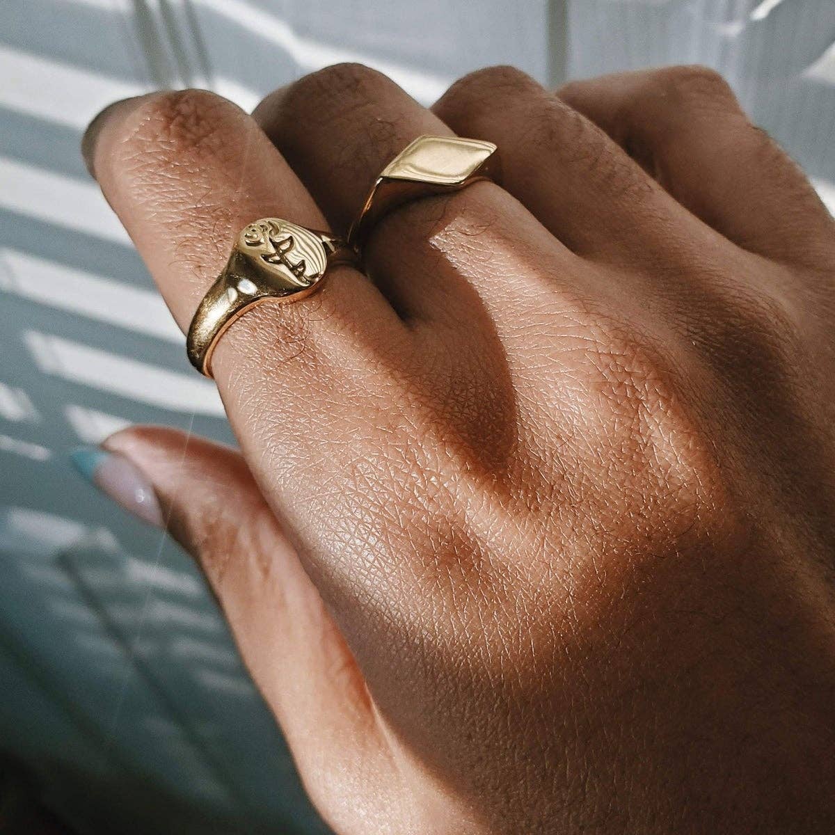 Gold Rose Signet Ring - Image 4