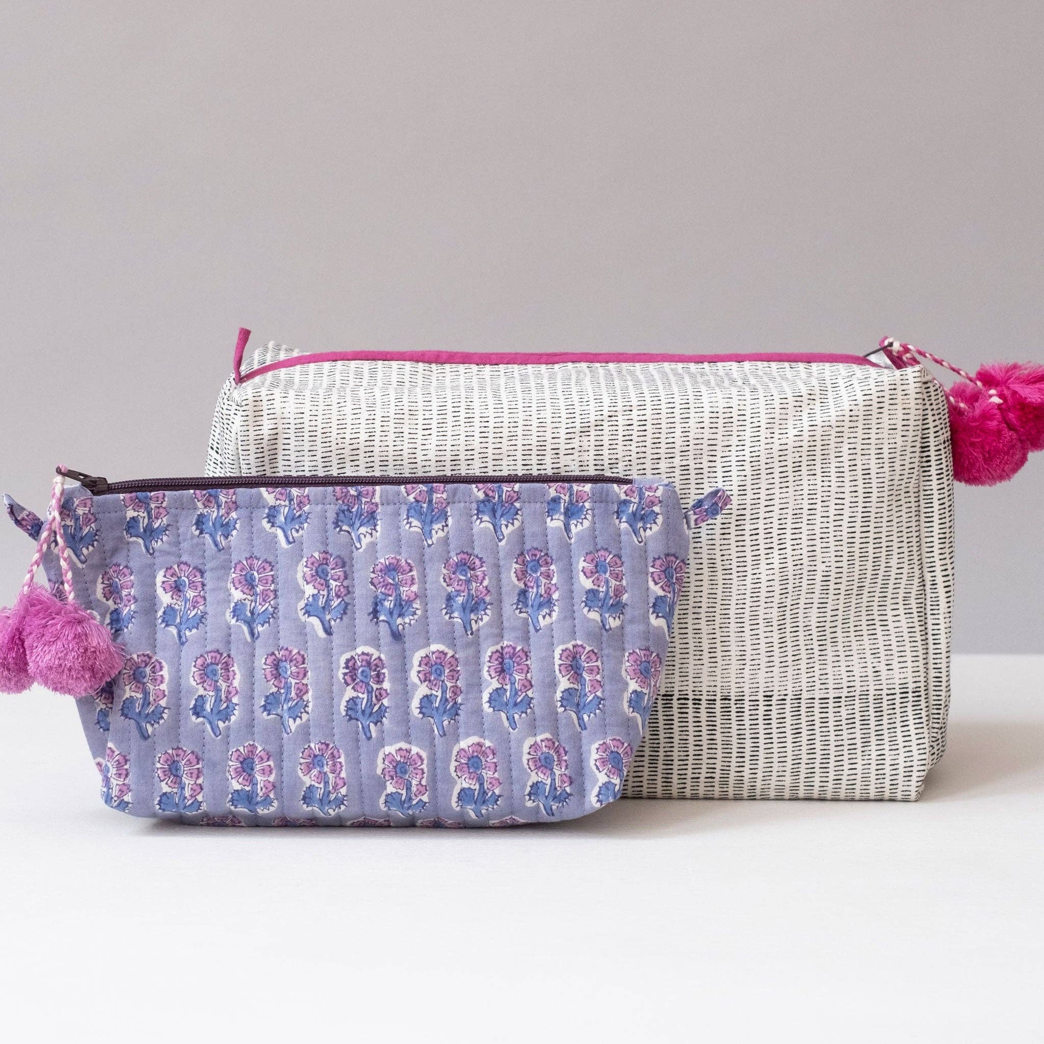 Malin Periwinkle Block Printed Makeup Pouch - Image 5