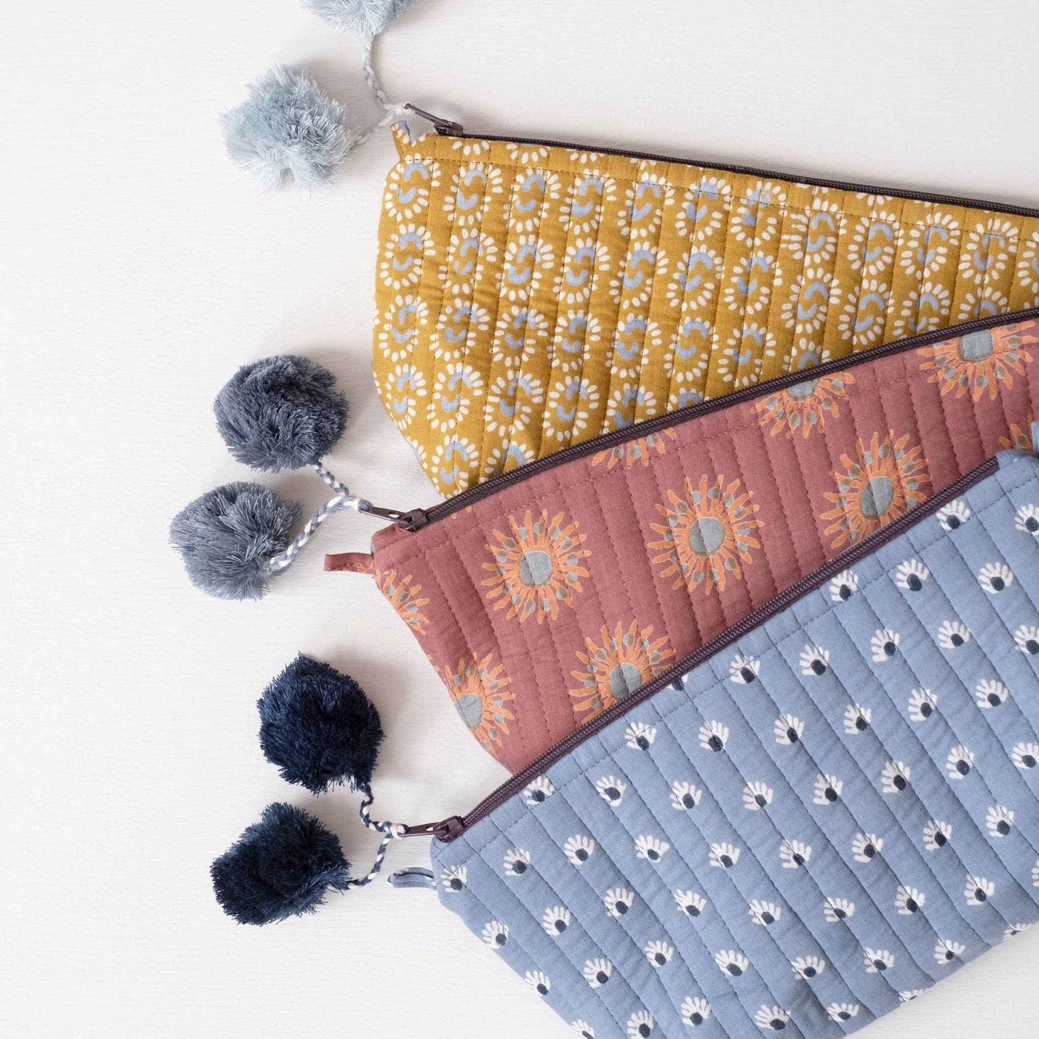 Sunburst Dark Honey Block Printed Makeup Pouch - Image 6