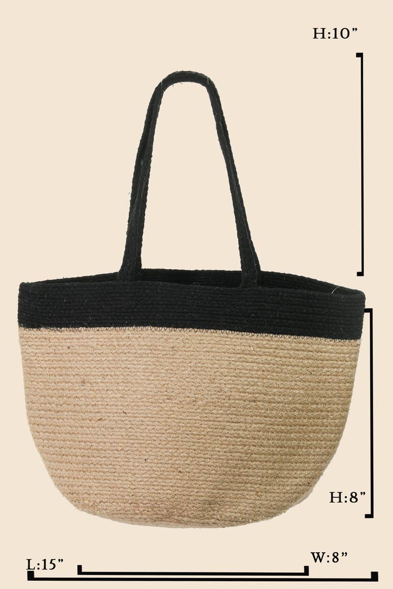 Handmade Cotton Jute Tote Bag: NATURAL - Image 3