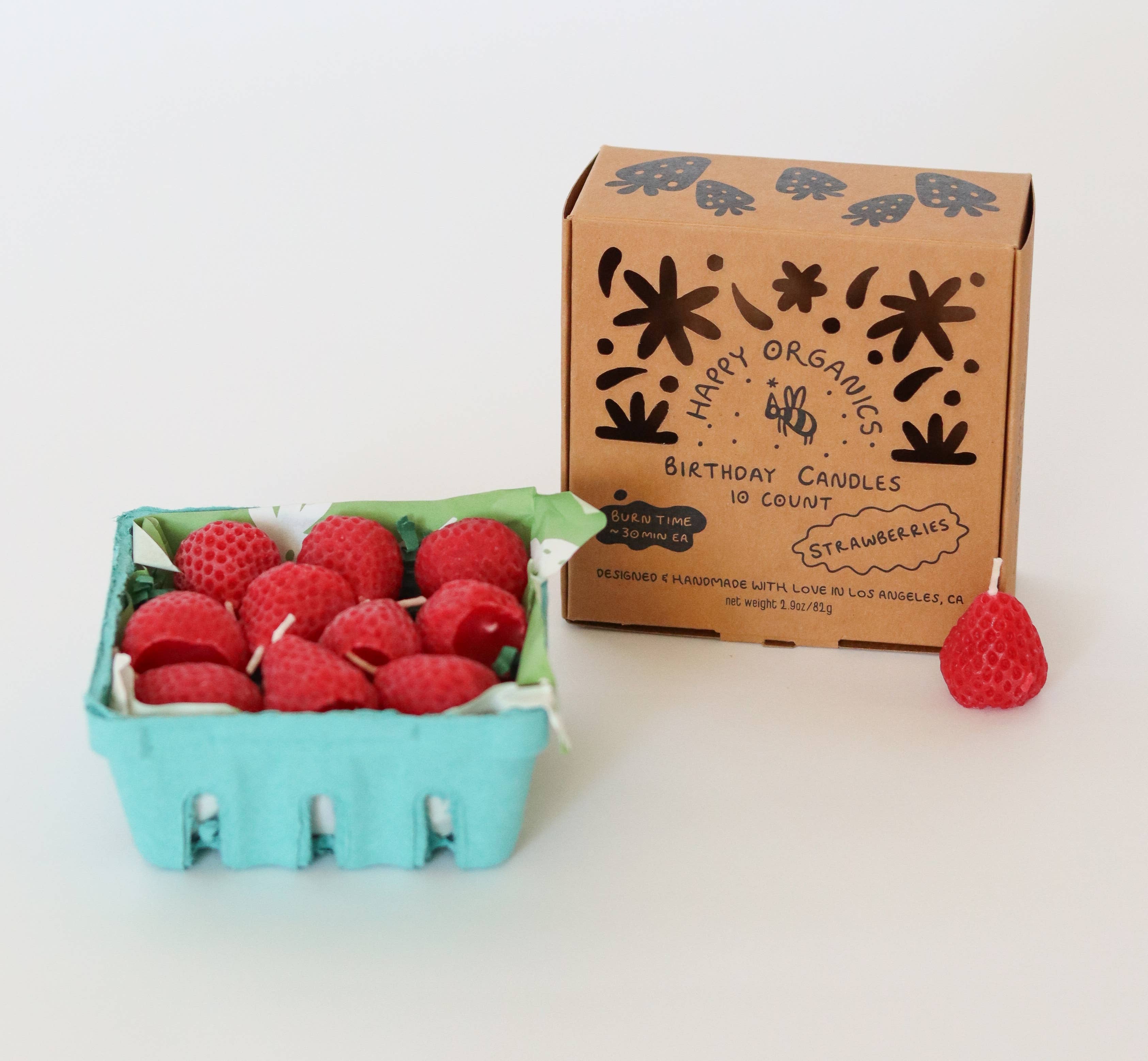 Happy Organics - Beeswax Strawberry Birthday Candles: 10 - Image 3