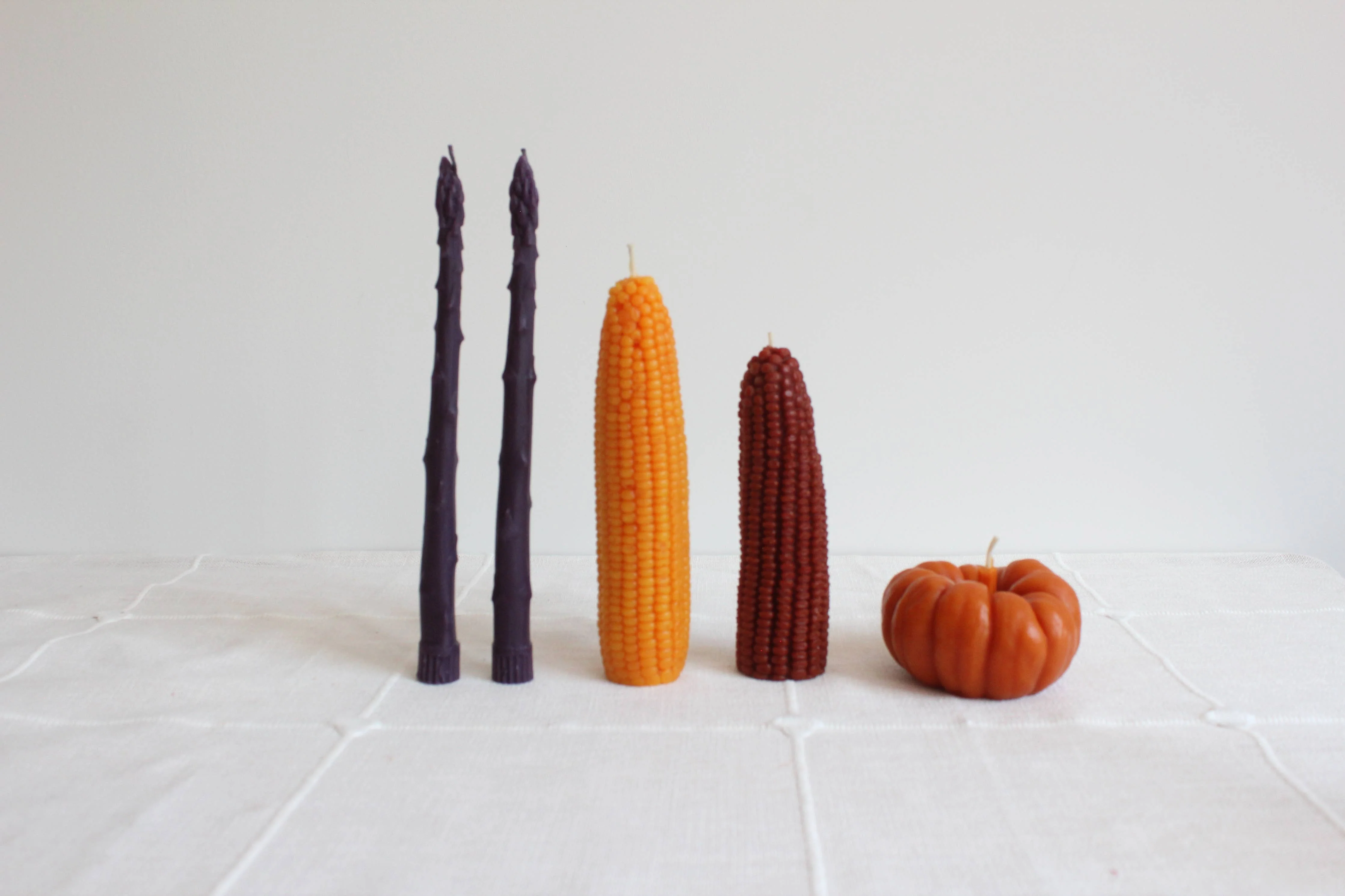 Happy Organics - Purple Asparagus Beeswax Candle Taper Pair - Image 3