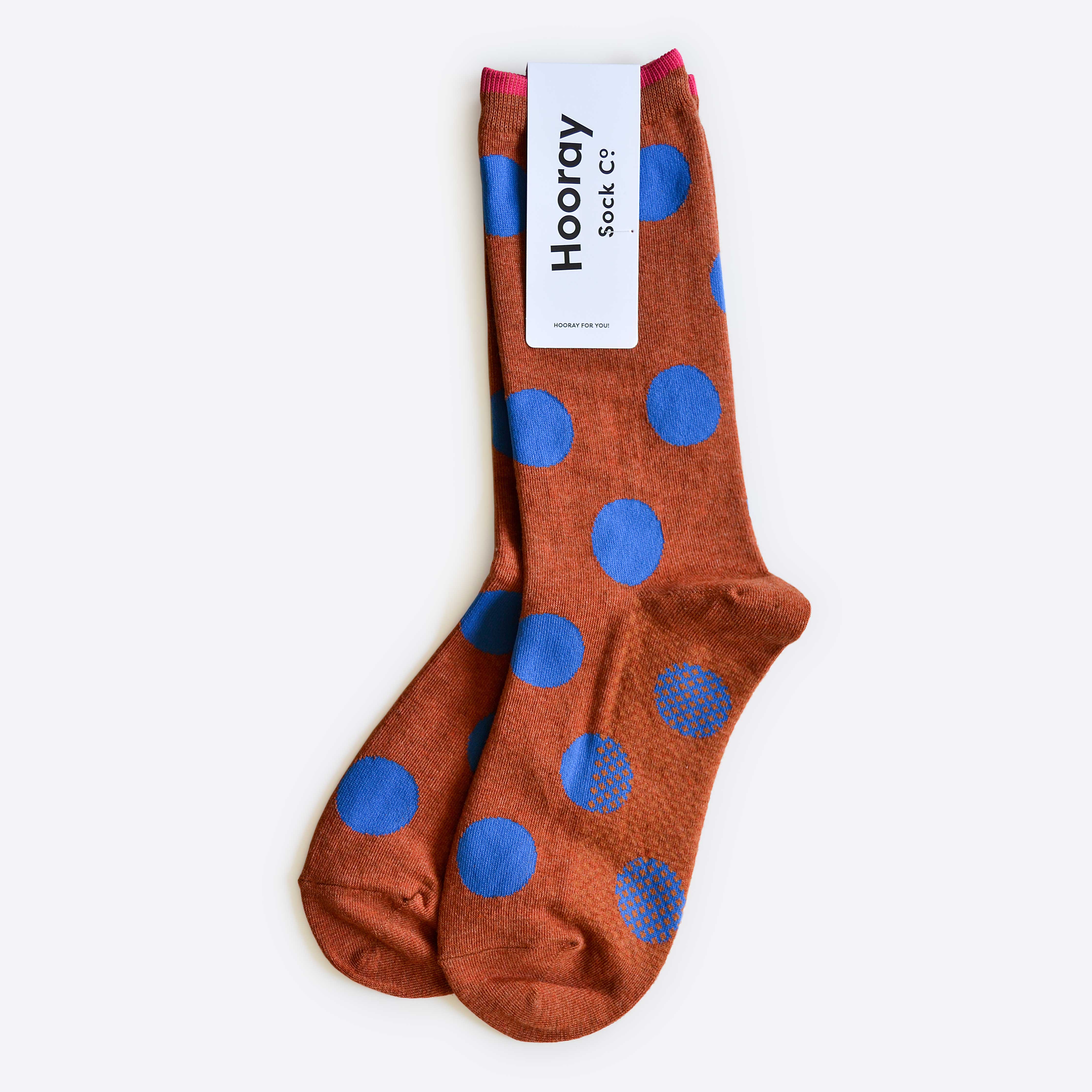 Hooray Sock Co. - Panhandle Polka Dot Crew Socks, Brown and Blue: Small (Women's 4 - 10) - Image 6