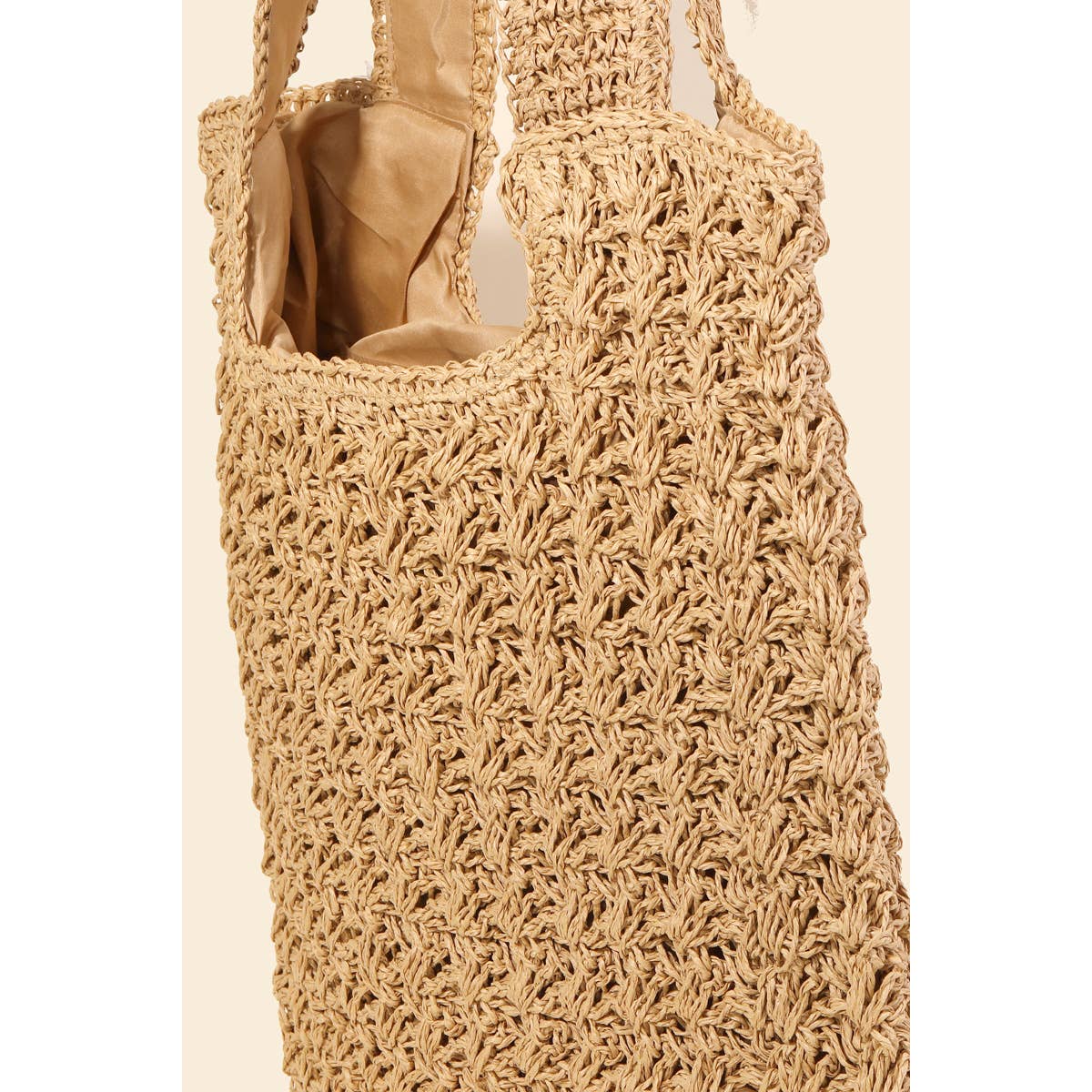 Intricate Straw Knit Tote Bag - Image 3