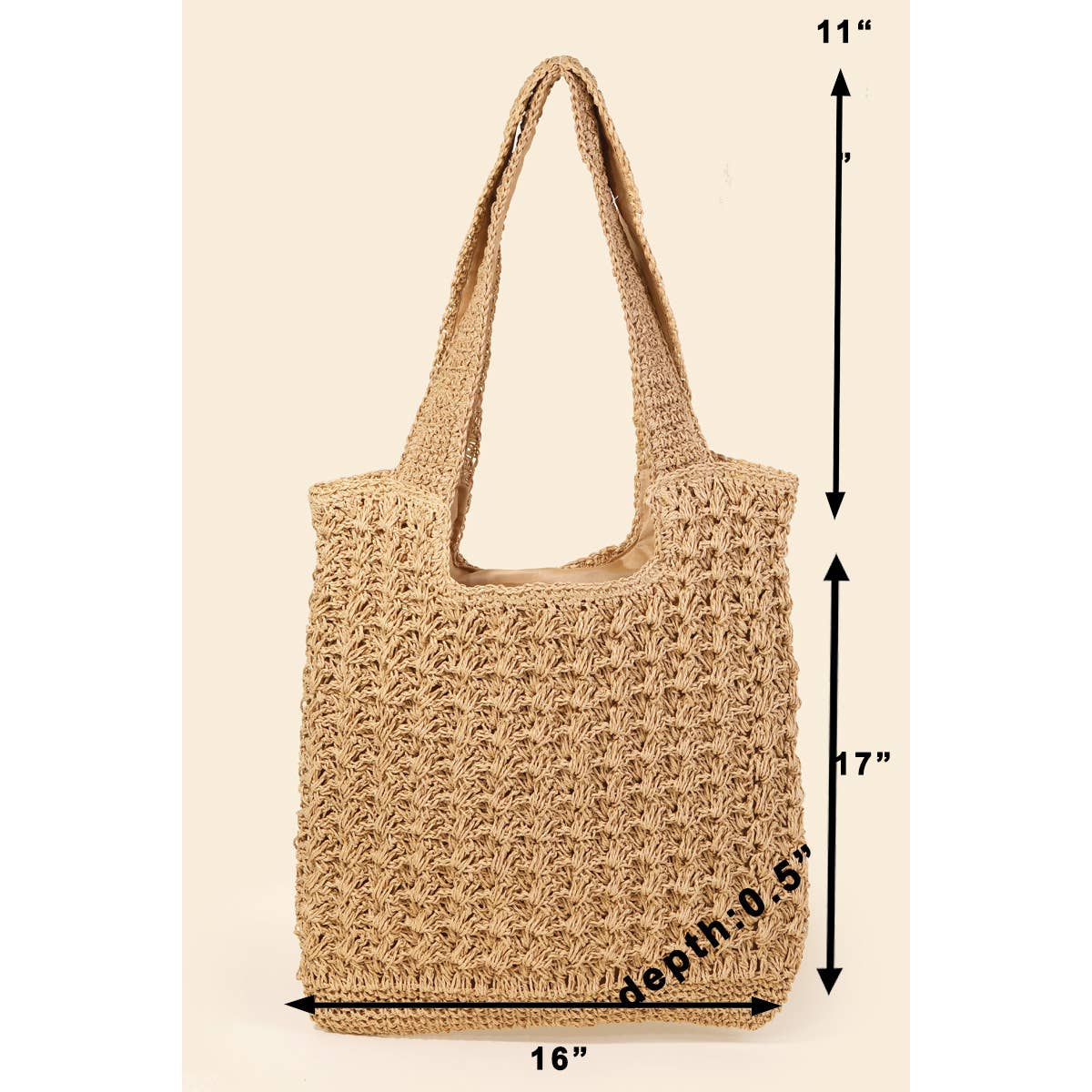 Intricate Straw Knit Tote Bag - Image 4