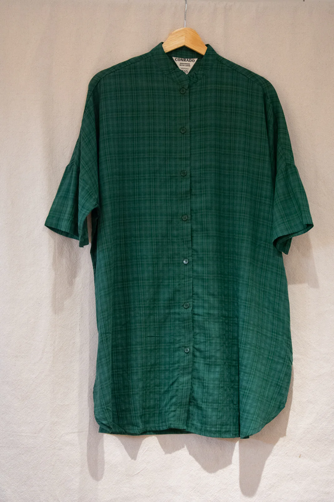 Lacy Green Plaid Tunic Shirtdress - Image 3