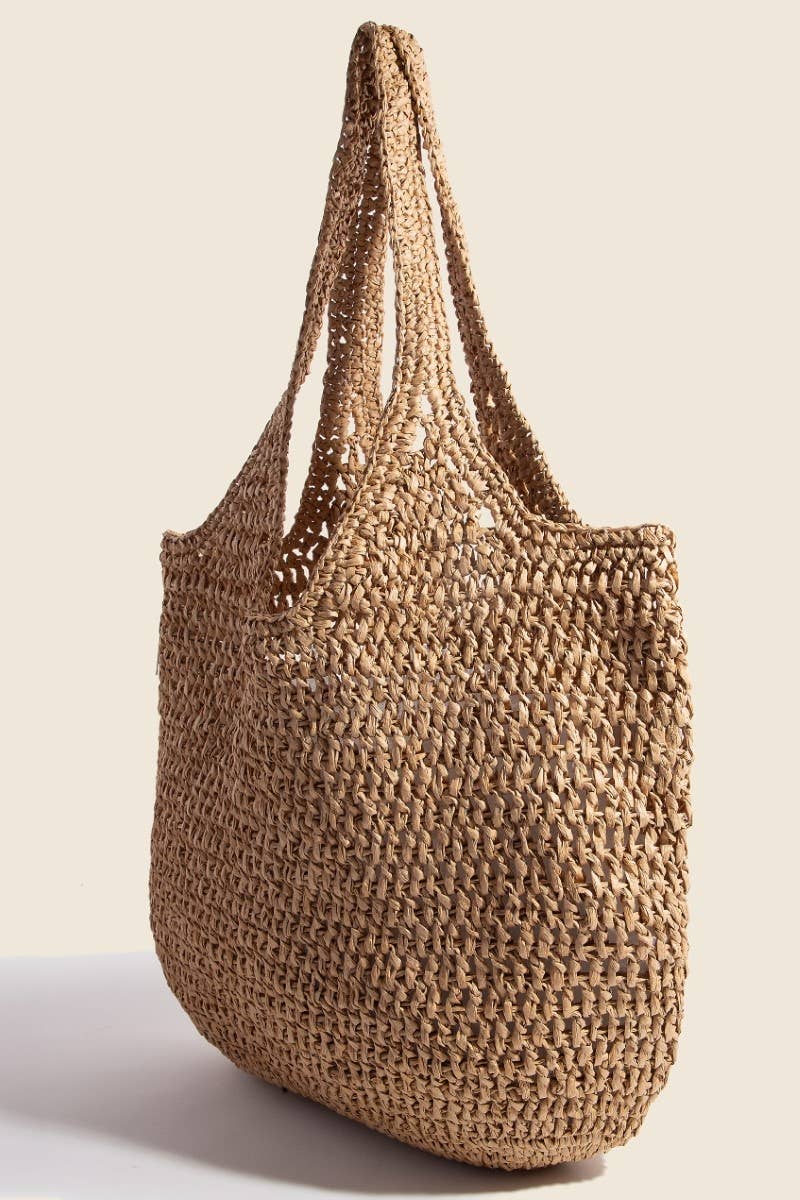 Large Braided Hobo Shoulder Bag Ivory - Image 3