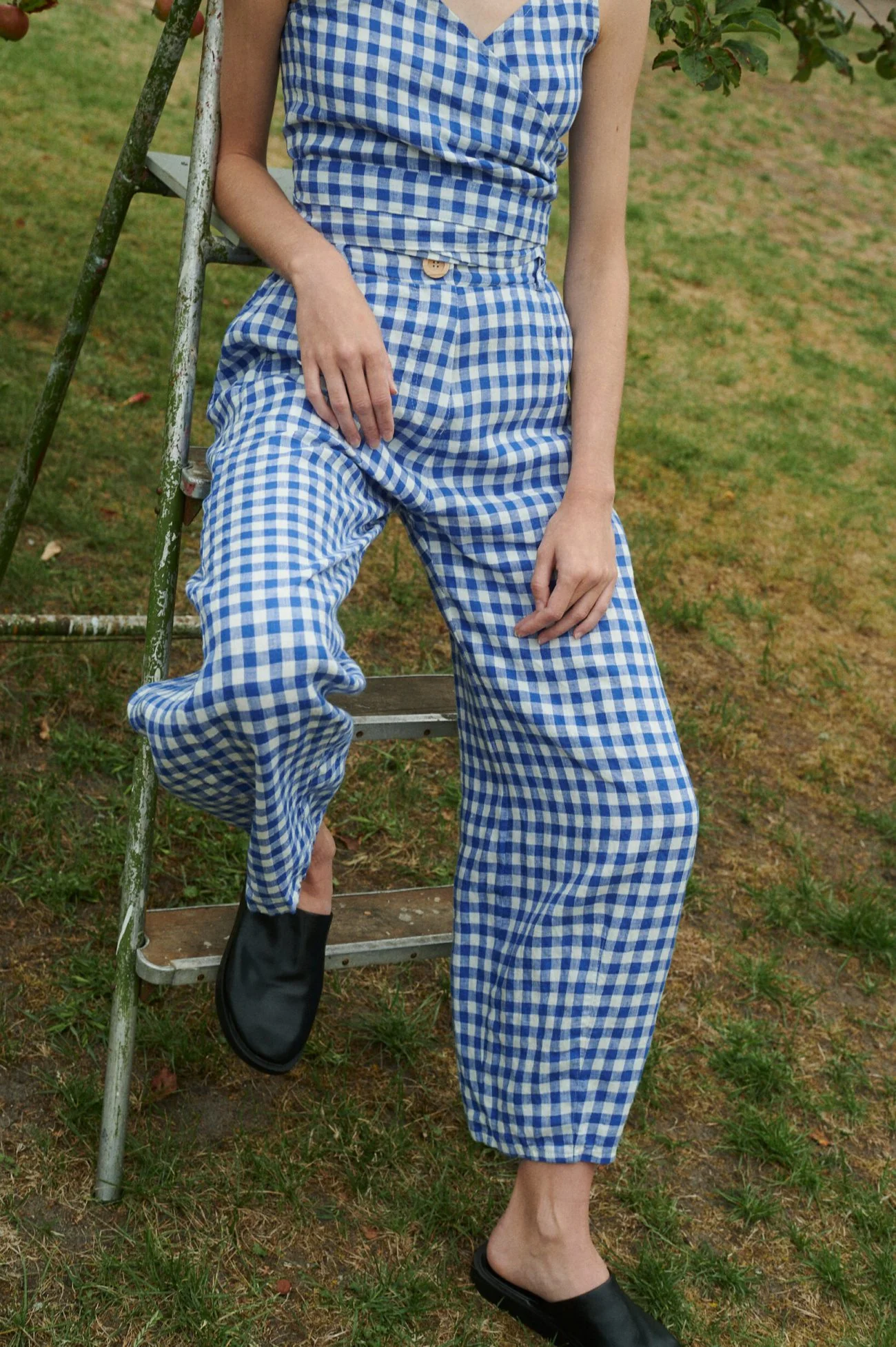 Linenfox Frankie Gingham Linen Pants - Image 3