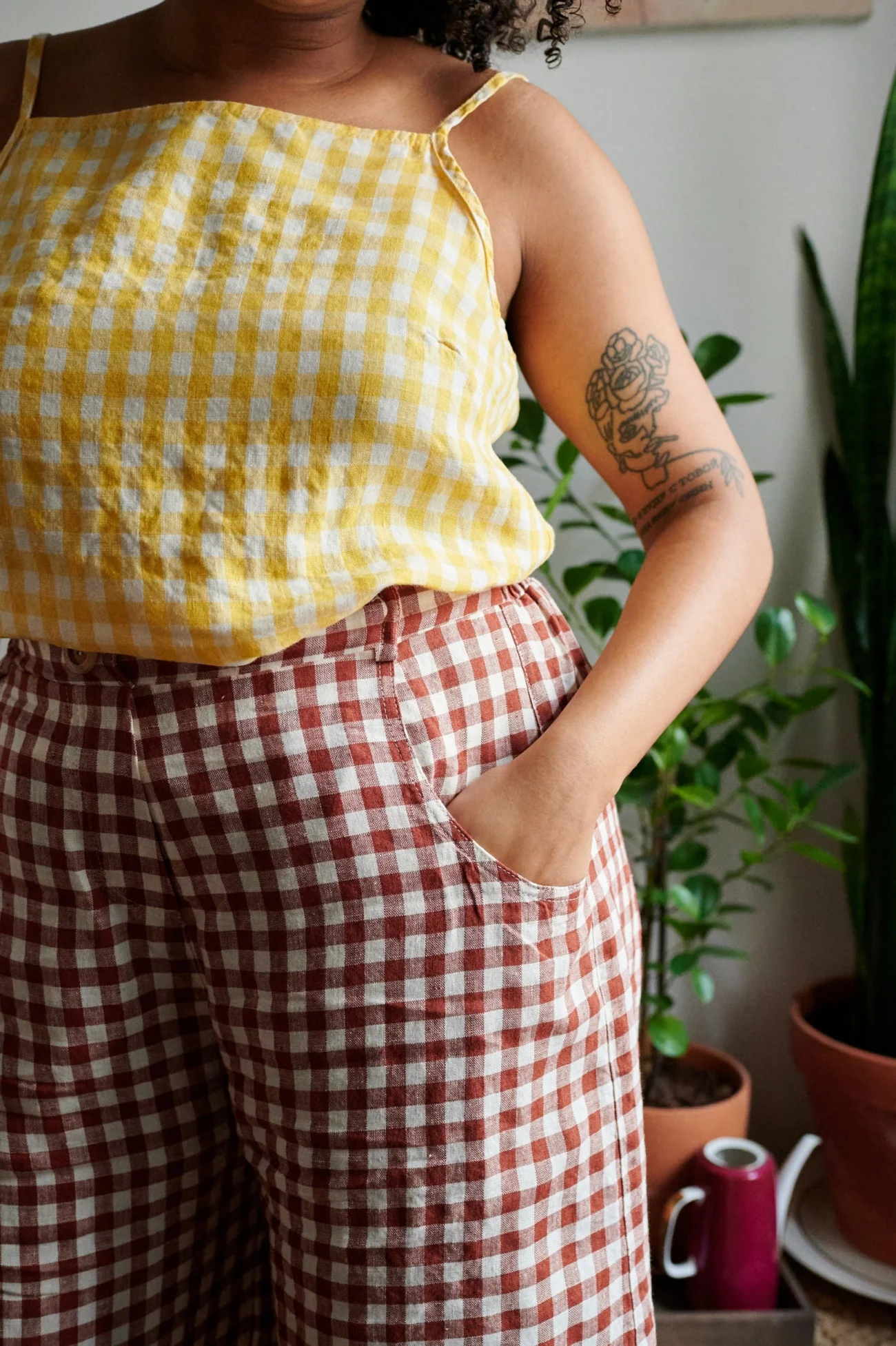 Linenfox Frankie Gingham Linen Pants - Image 7