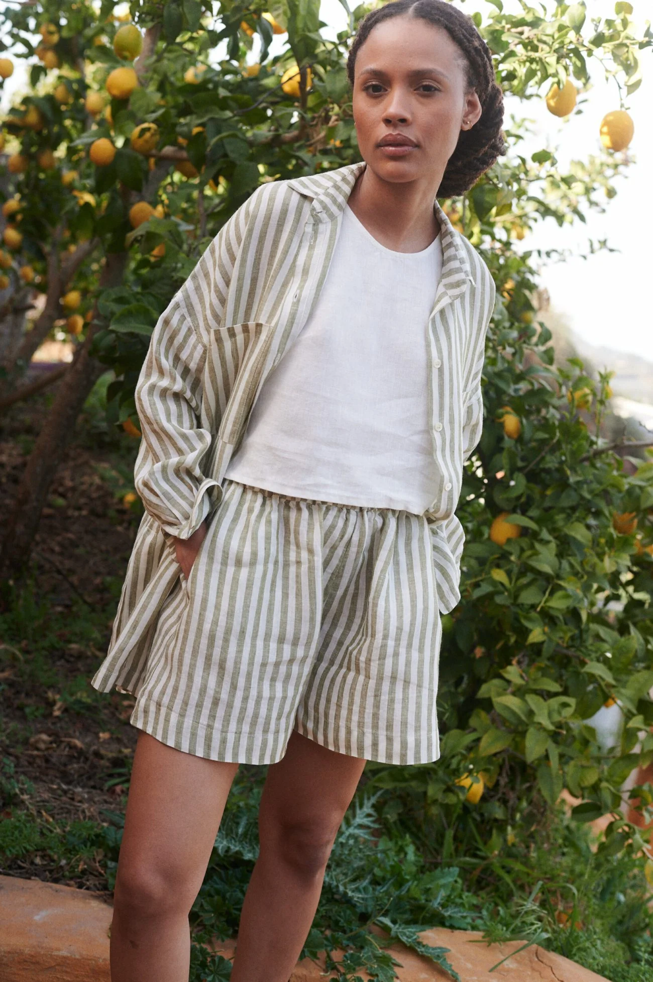 Linenfox Kim Striped Linen Shorts - Image 3