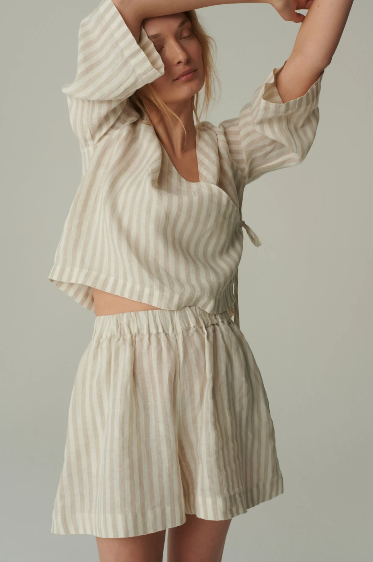Linenfox Kim Striped Linen Shorts - Image 4
