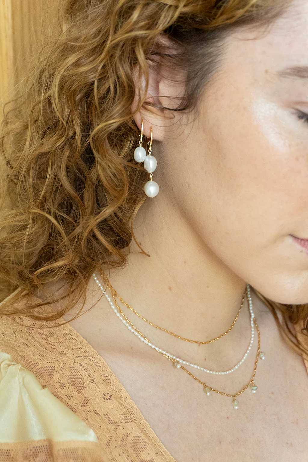 May Martin - Double Pearl Hoops - Image 2
