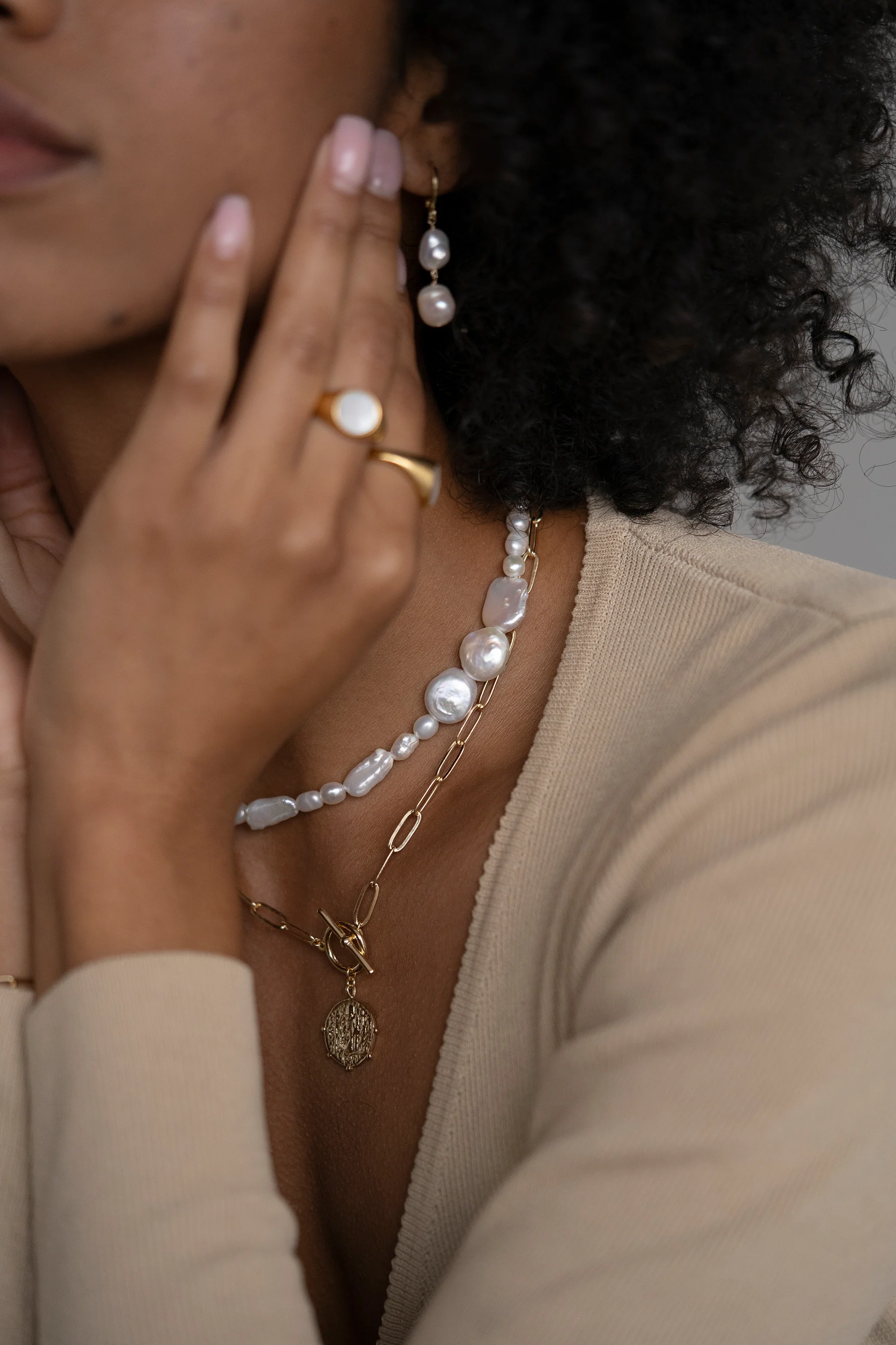 May Martin - Double Pearl Hoops - Image 4