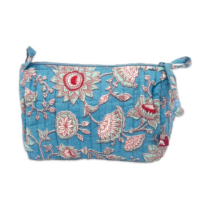 Medium Floral Blockprint Travel Pouch - Image 5
