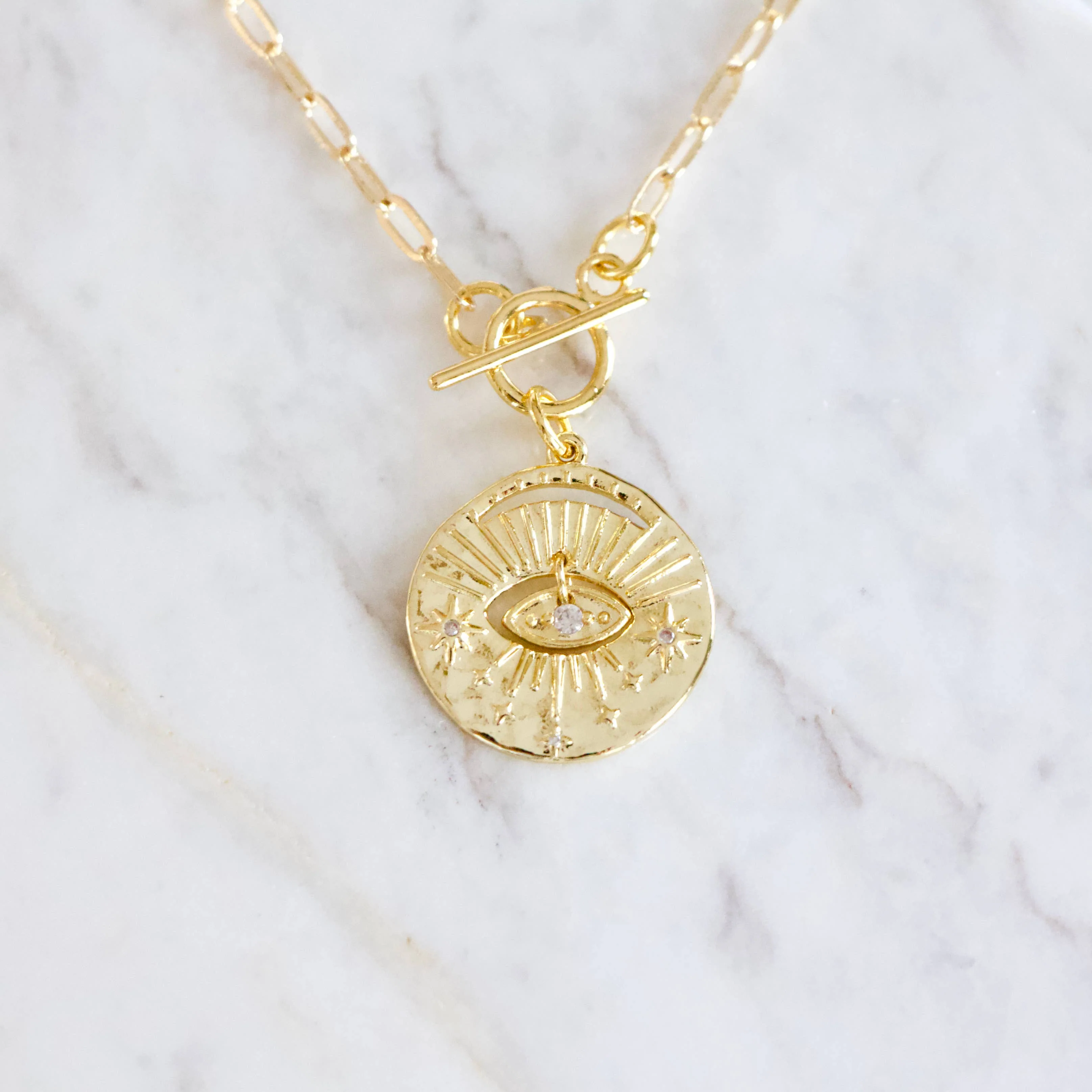 CZ Protective Eye Paperclip Necklace  - Image 2