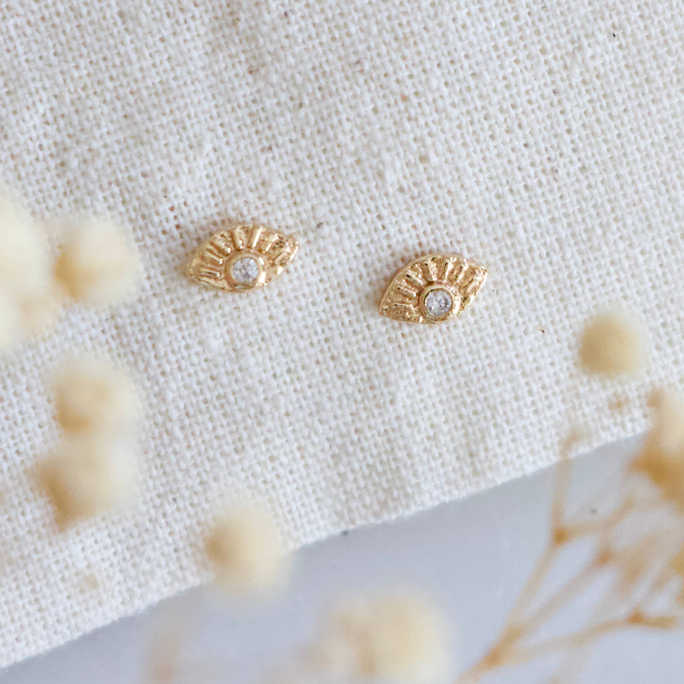 Mini CZ Evil Eye Stud Earrings  - Image 2